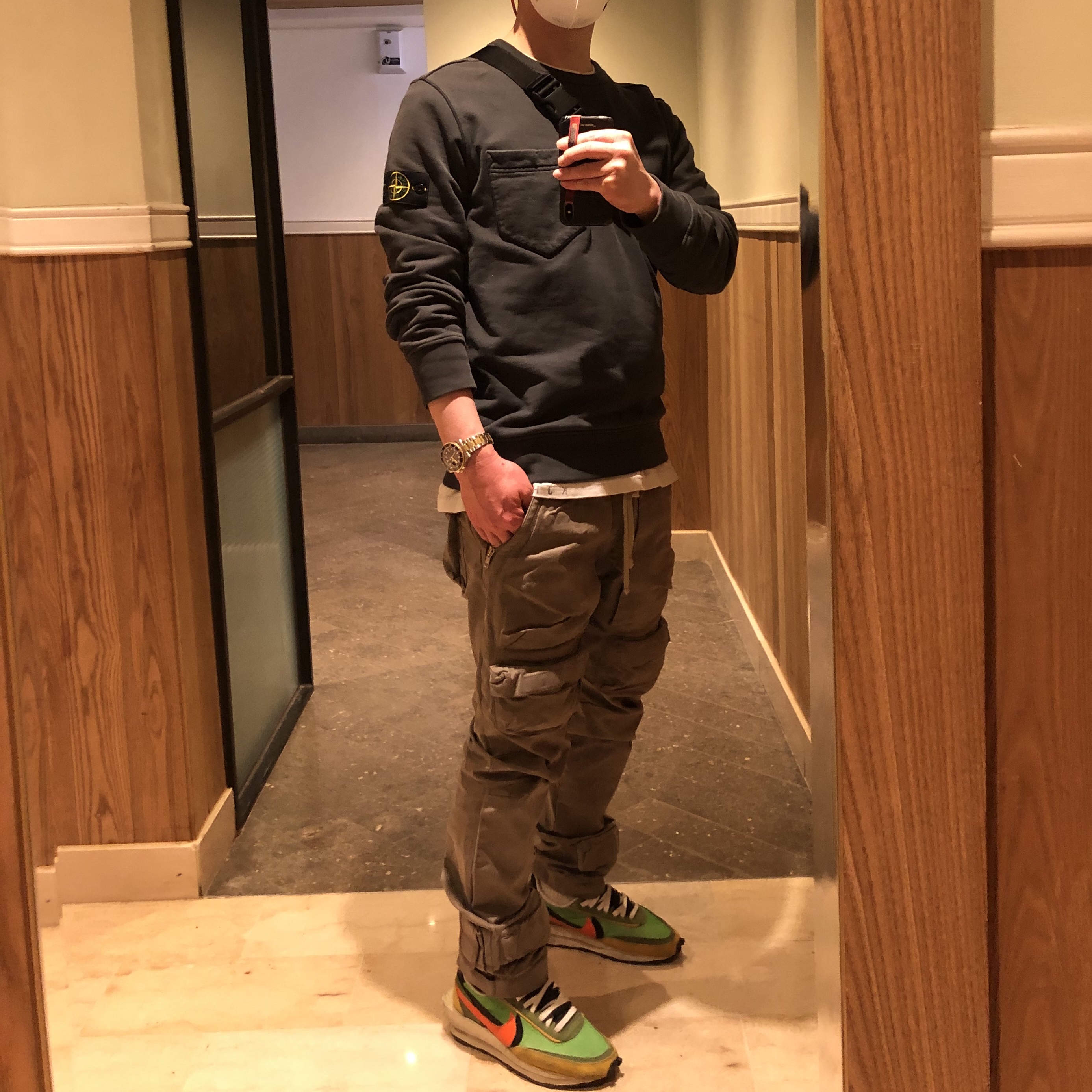 Nike x Sacai LDWaffle Green Multi 착용 스타일