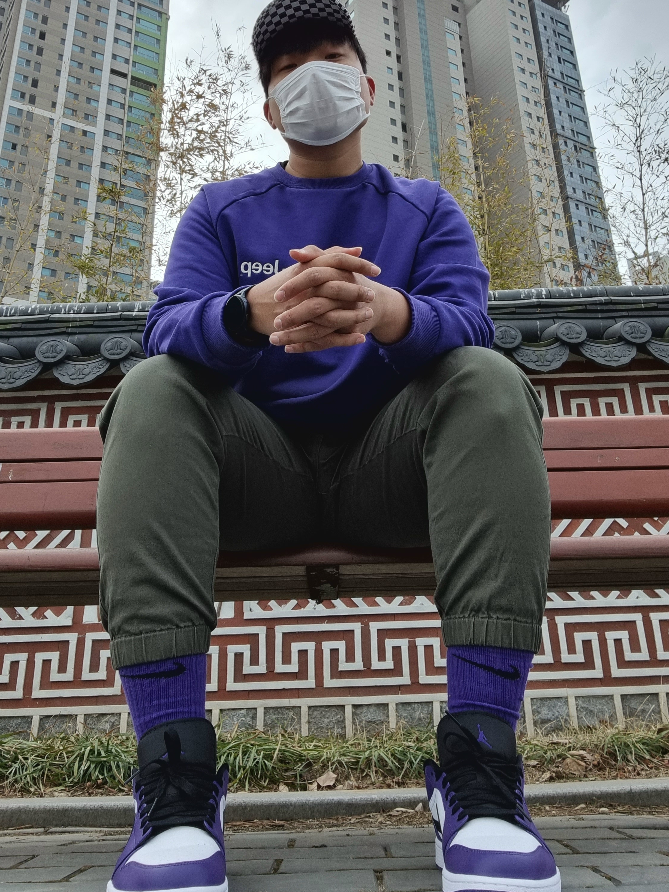 Jordan 1 Low Court Purple 2020 착용 스타일 - 2