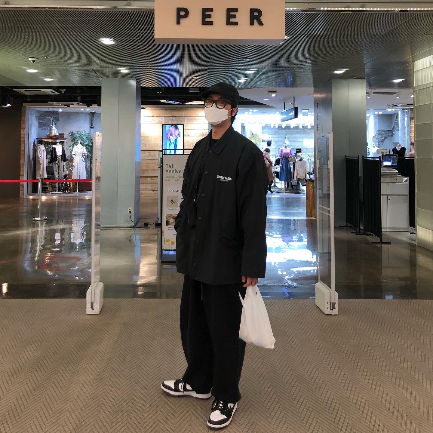 Essentials Coach Jacket Dark Slate/Stretch Limo/Black - 20FW, Nike Dunk Low Retro Black 착용 스타일 - 1