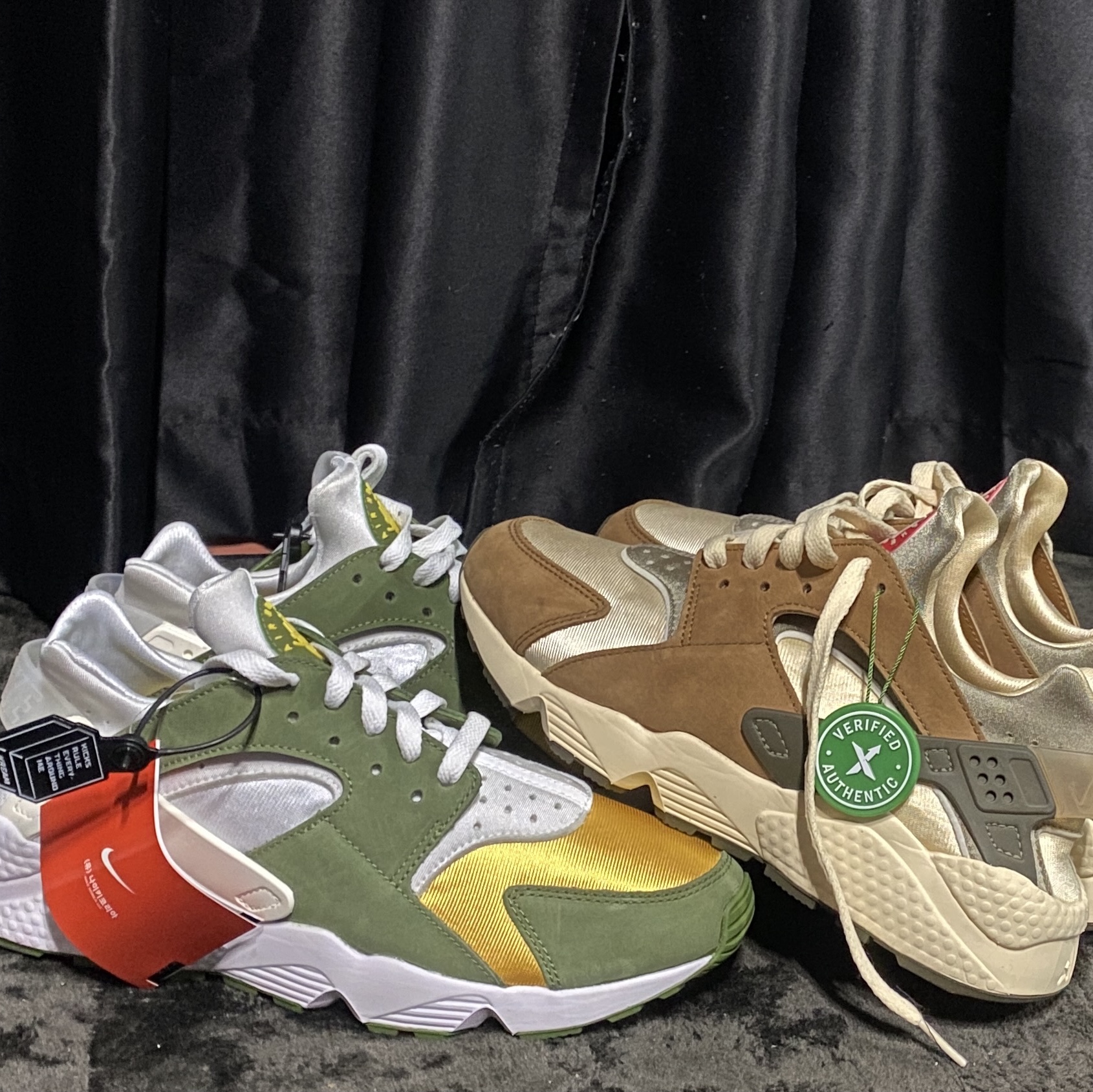 Nike x Stussy Air Huarache LE Desert Oak, Nike x Stussy Air Huarache LE Dark Olive 착용 스타일
