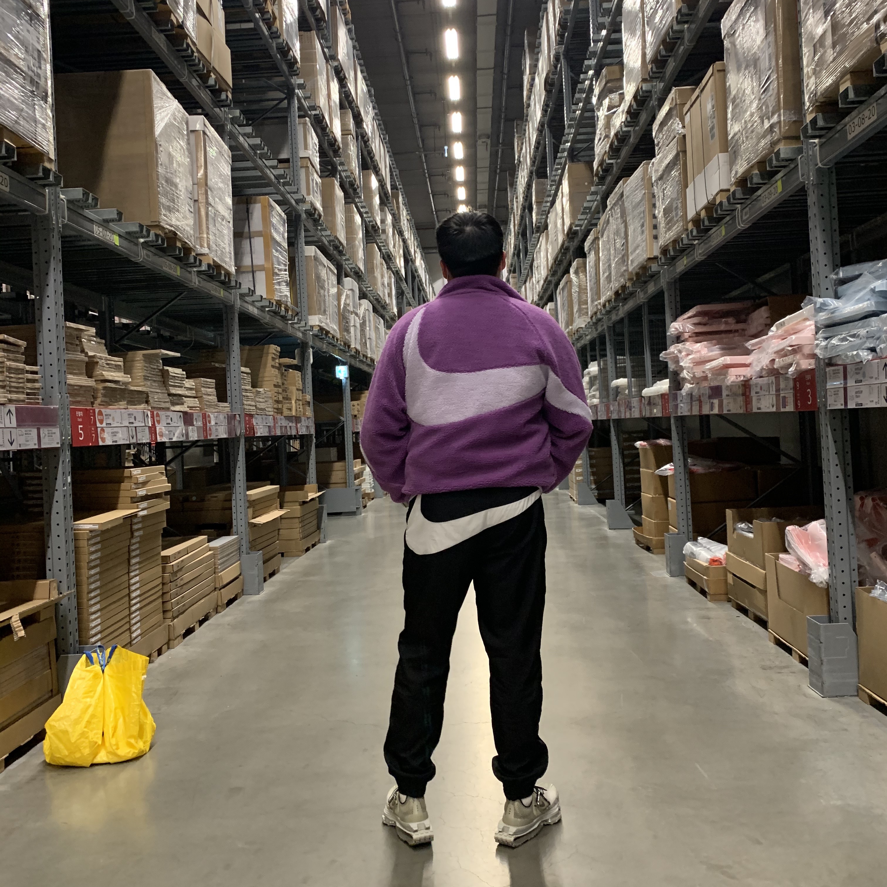 Nike x Matthew M Williams Zoom 004 Stone, Nike Big Swoosh Full Zip Jacket Purple Violet 착용 스타일 - 2