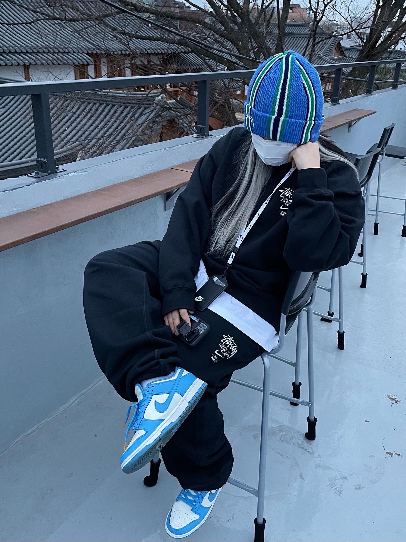 Nike x Stussy NRG ZR Fleece Pants Black - US/EU, Nike x Stussy NRG ZR Fleece Crewneck Black - US/EU 착용 스타일 - 1