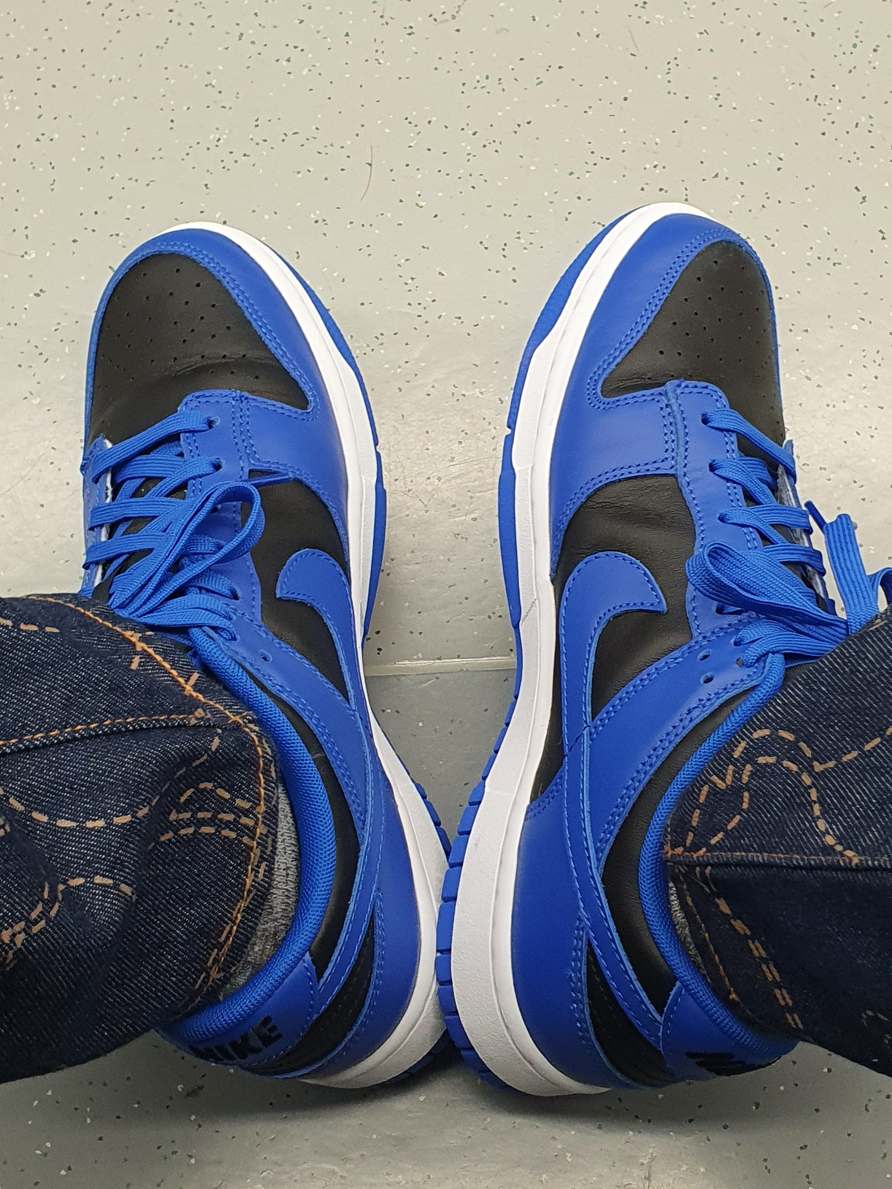 Nike Dunk Low Retro Hyper Cobalt, BAPE x Levi's Camo 501 93 Model Indigo 착용 스타일 - 3