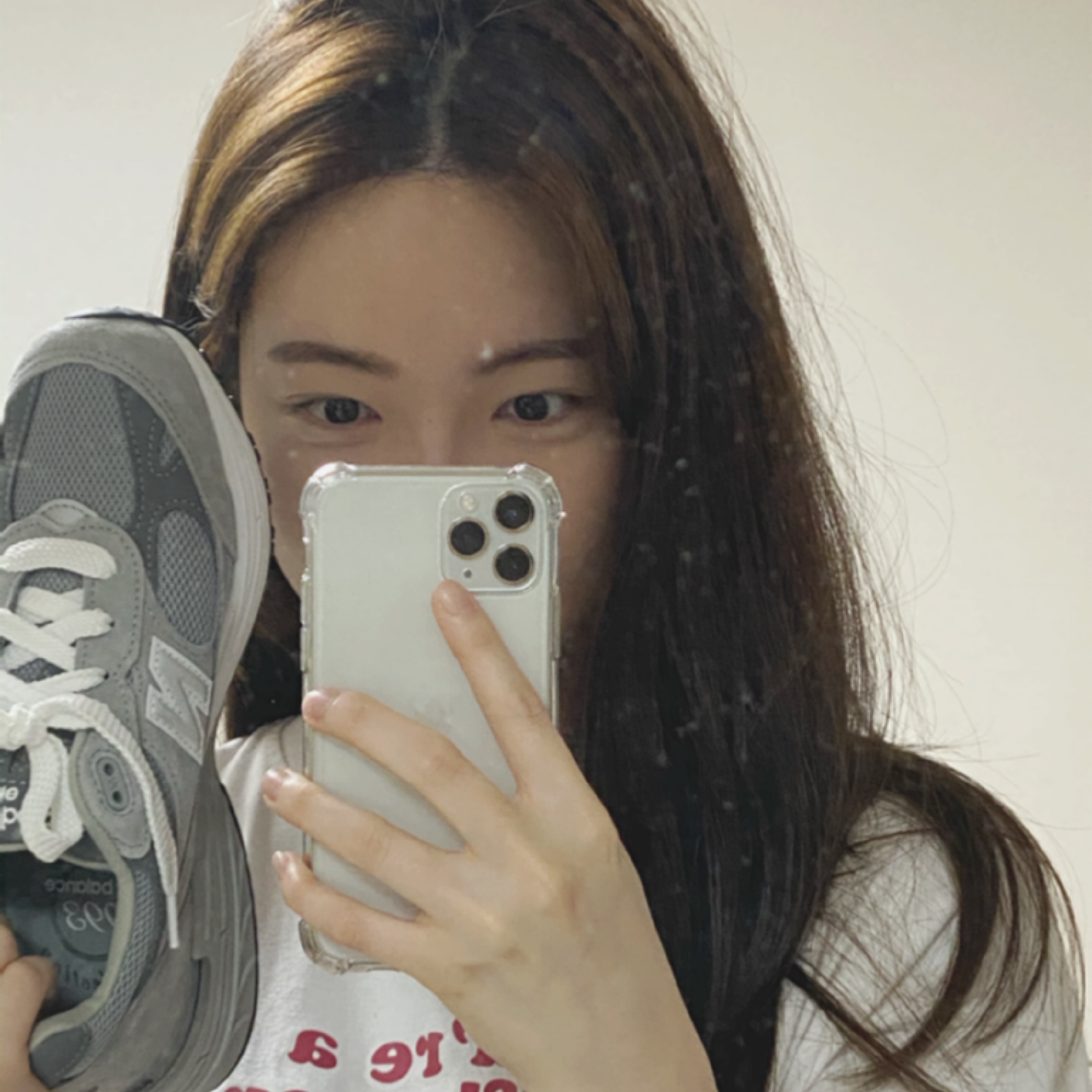 (W) New Balance 993 Made in USA Grey - B Standard 착용 스타일