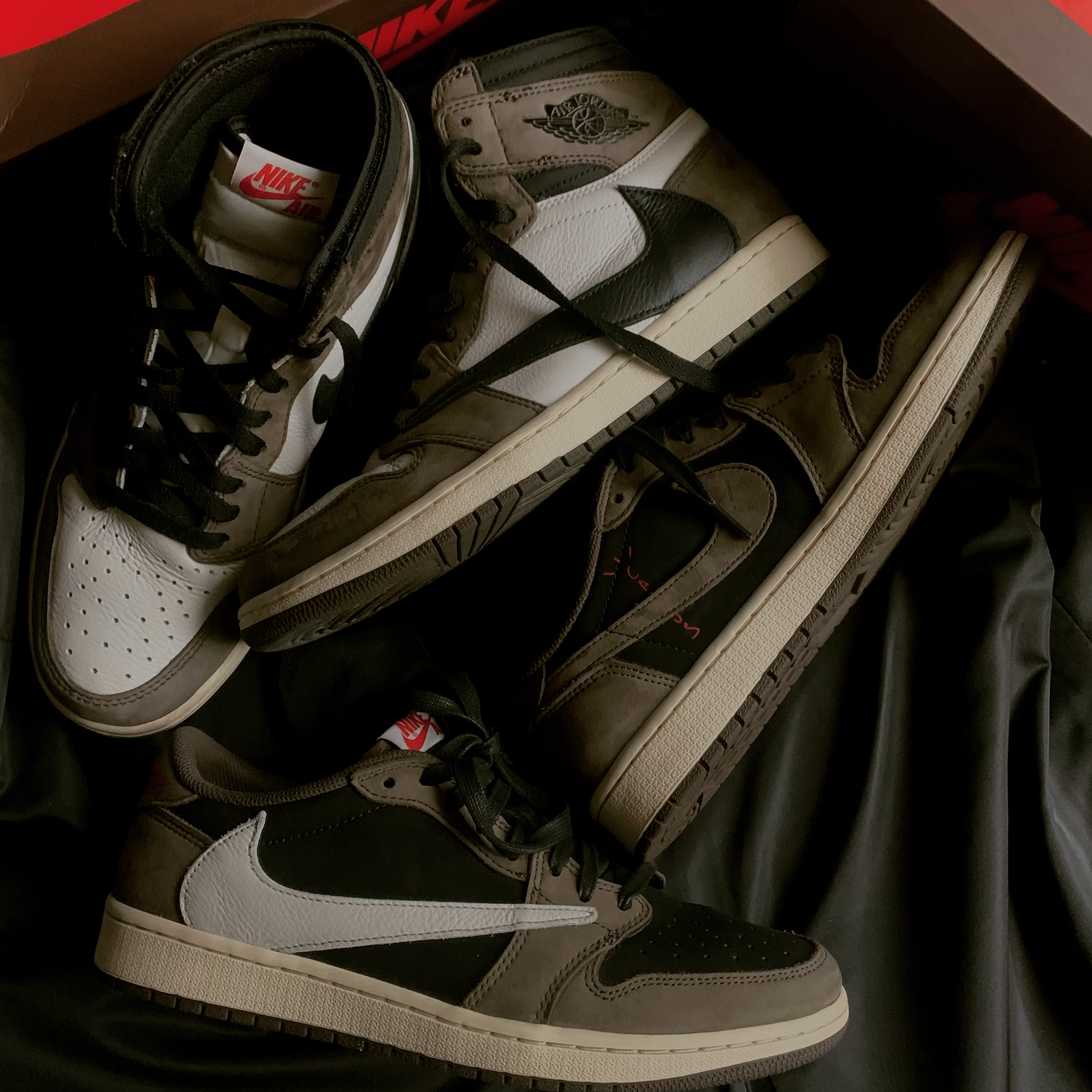 Jordan 1 x Travis Scott Retro High OG SP Mocha, Jordan 1 x Travis Scott Retro Low OG SP Mocha 착용 스타일