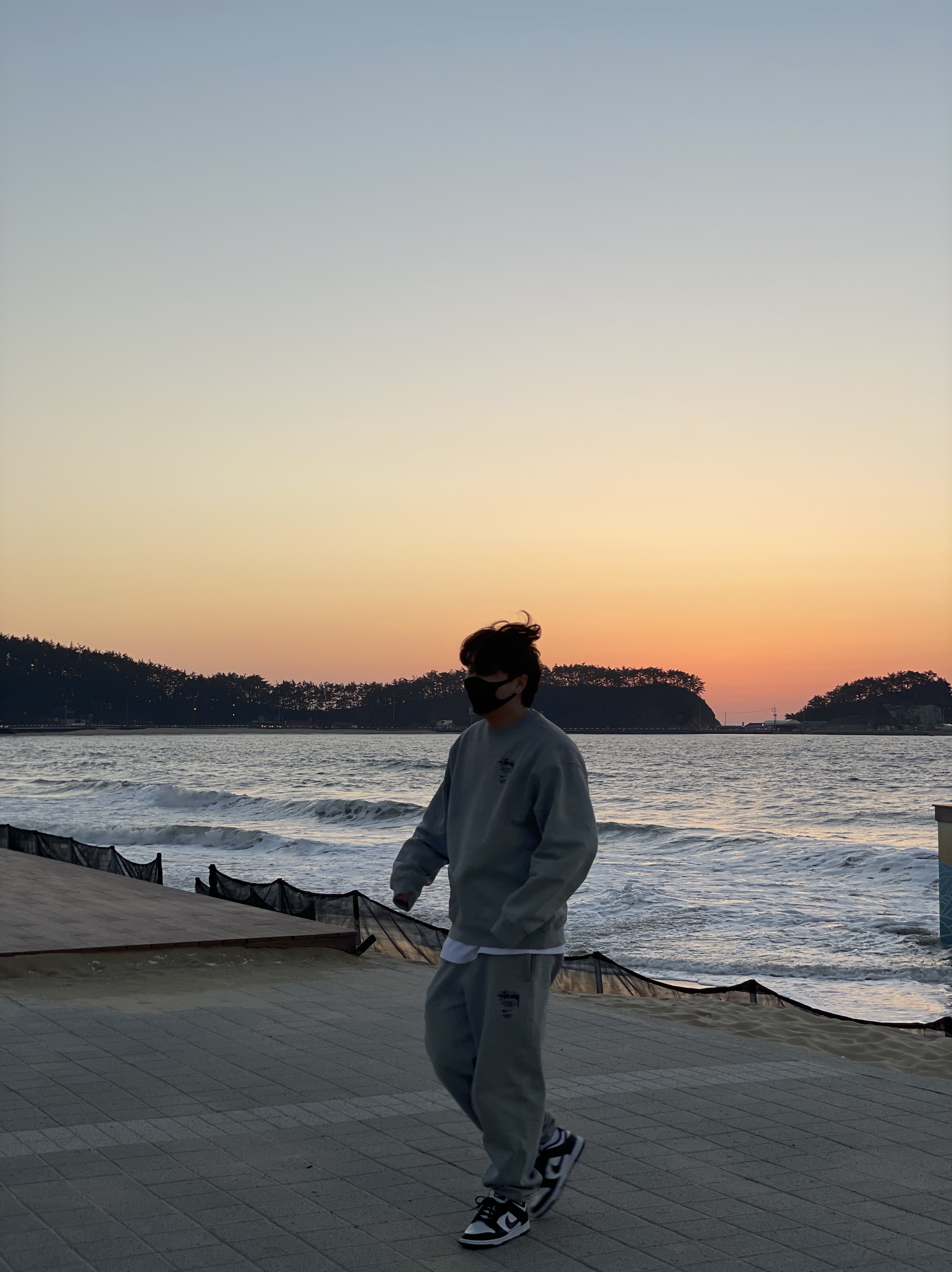 Nike x Stussy NRG ZR Fleece Crewneck Heather Grey - US/EU, Nike x Stussy NRG ZR Fleece Pants Heather Grey - US/EU 착용 스타일 - 1