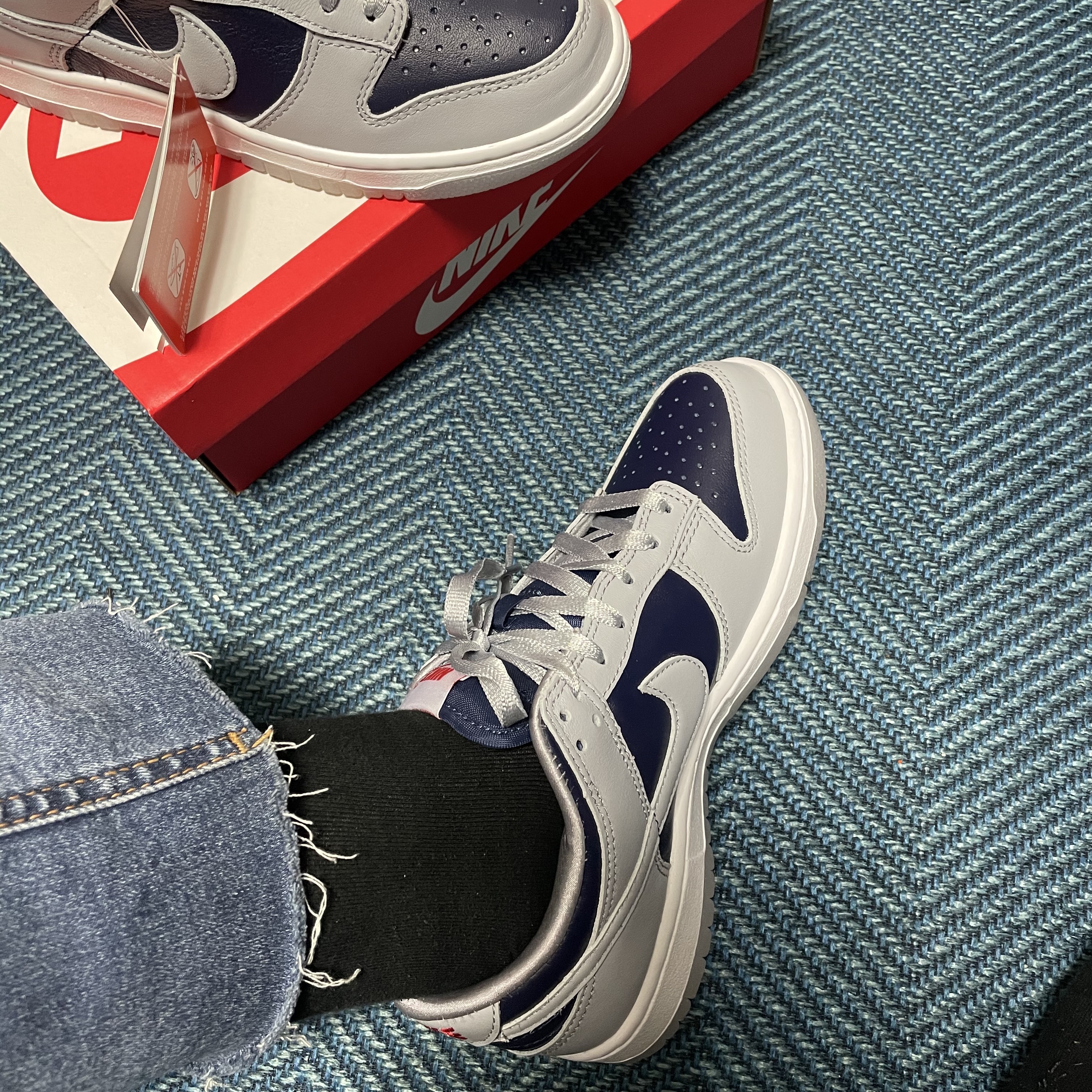 (W) Nike Dunk Low SP College Navy 착용 스타일 - 2