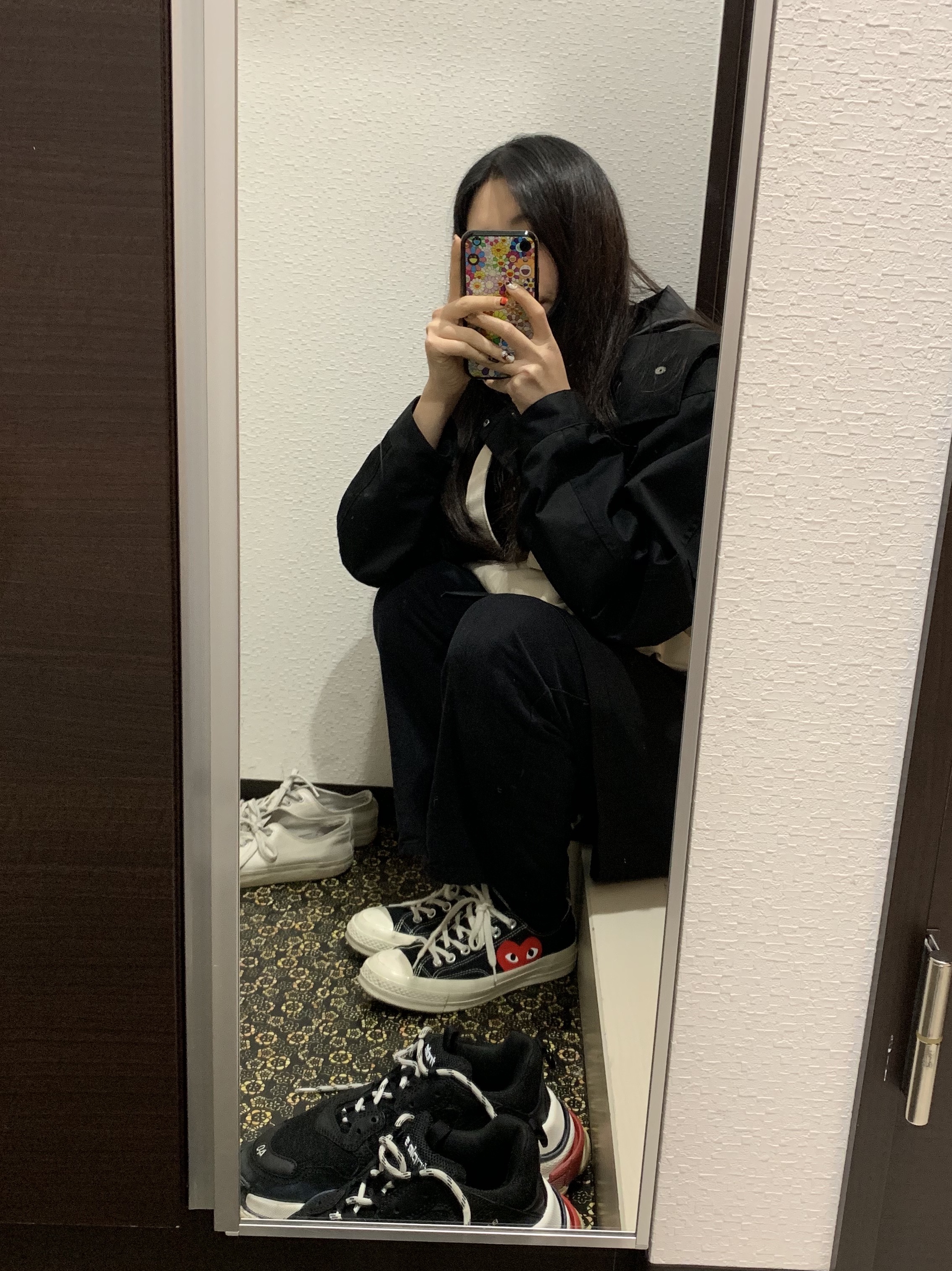 Converse x Play Comme des Garcons Chuck 70 Ox Black 착용 스타일