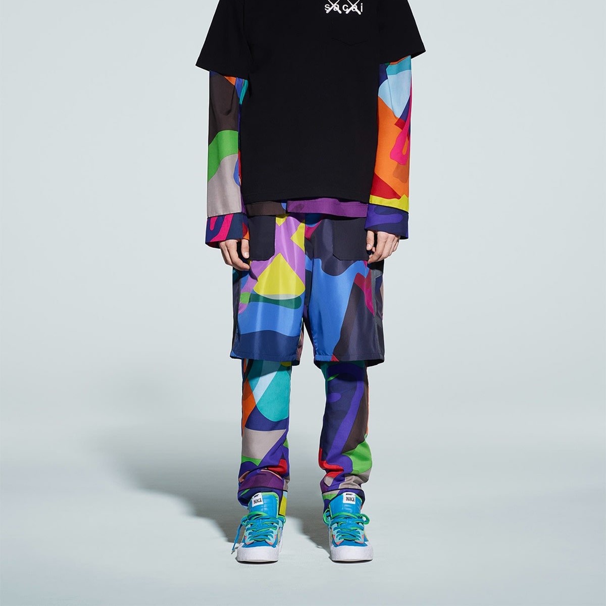 Nike x Sacai Blazer Mid Snow Beach, Nike x Sacai Blazer Mid White Black Legend Blue 착용 스타일 - 4