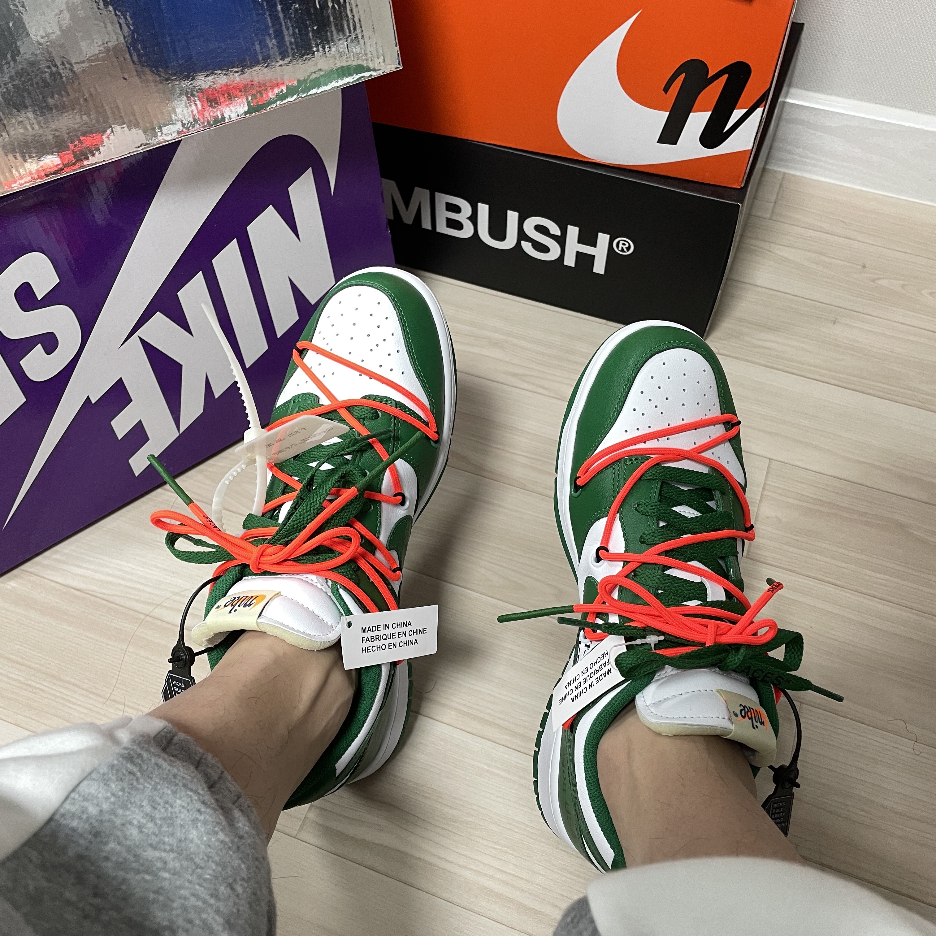 Nike x Off-White Dunk Low Pine Green 착용 스타일 - 4