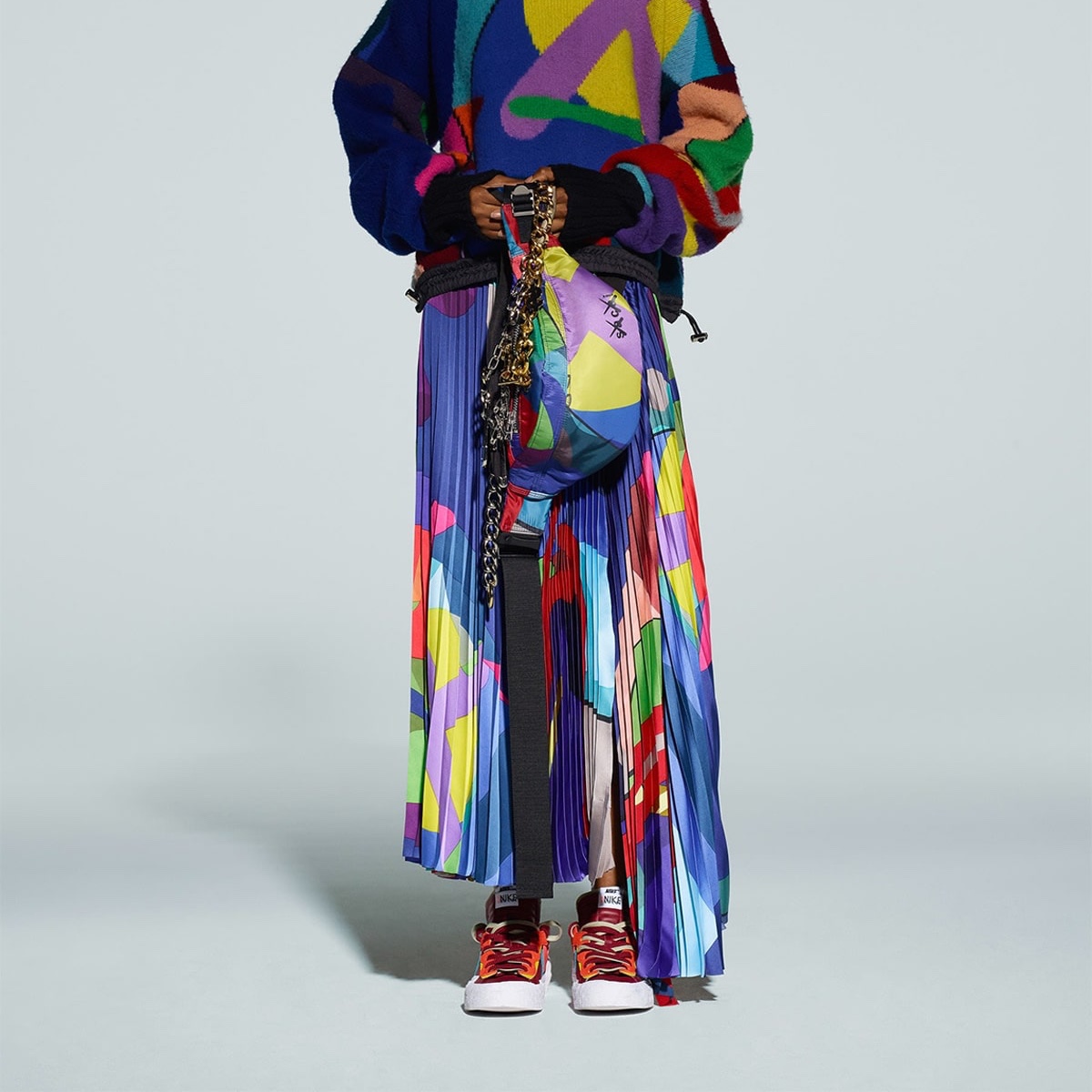 Nike x Sacai Blazer Mid Snow Beach, Nike x Sacai Blazer Mid White Black Legend Blue 착용 스타일 - 2