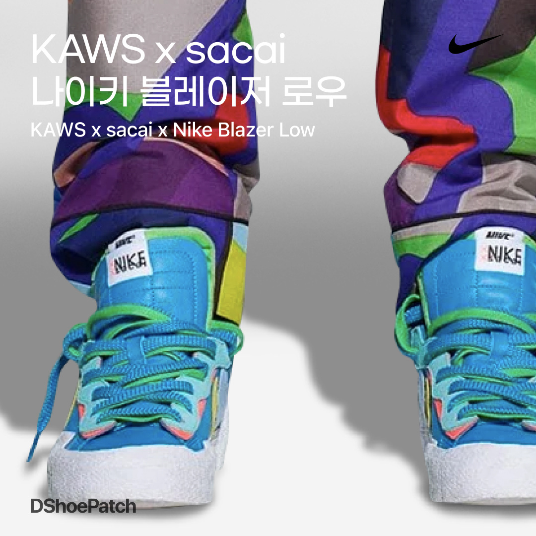 Nike x Sacai Blazer Mid Snow Beach, Nike x Sacai Blazer Mid White Black Legend Blue 착용 스타일 - 1