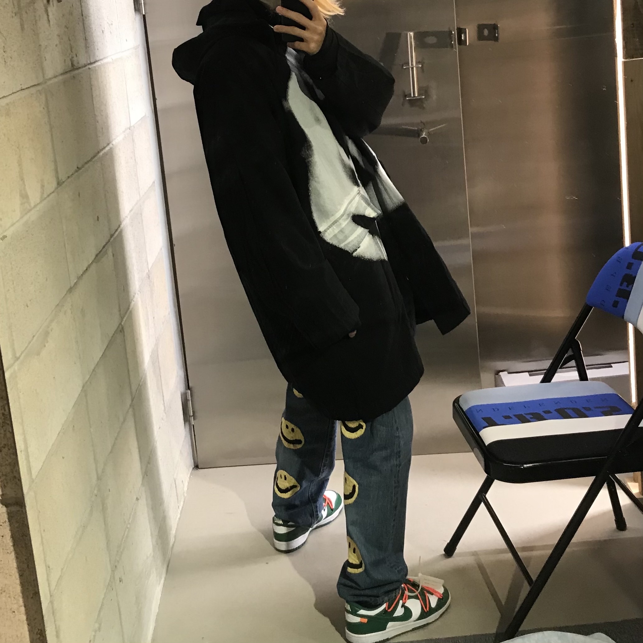 Supreme x Yohji Yamamoto Parka Black - 20FW, Nike x Off-White Dunk Low Pine Green 착용 스타일