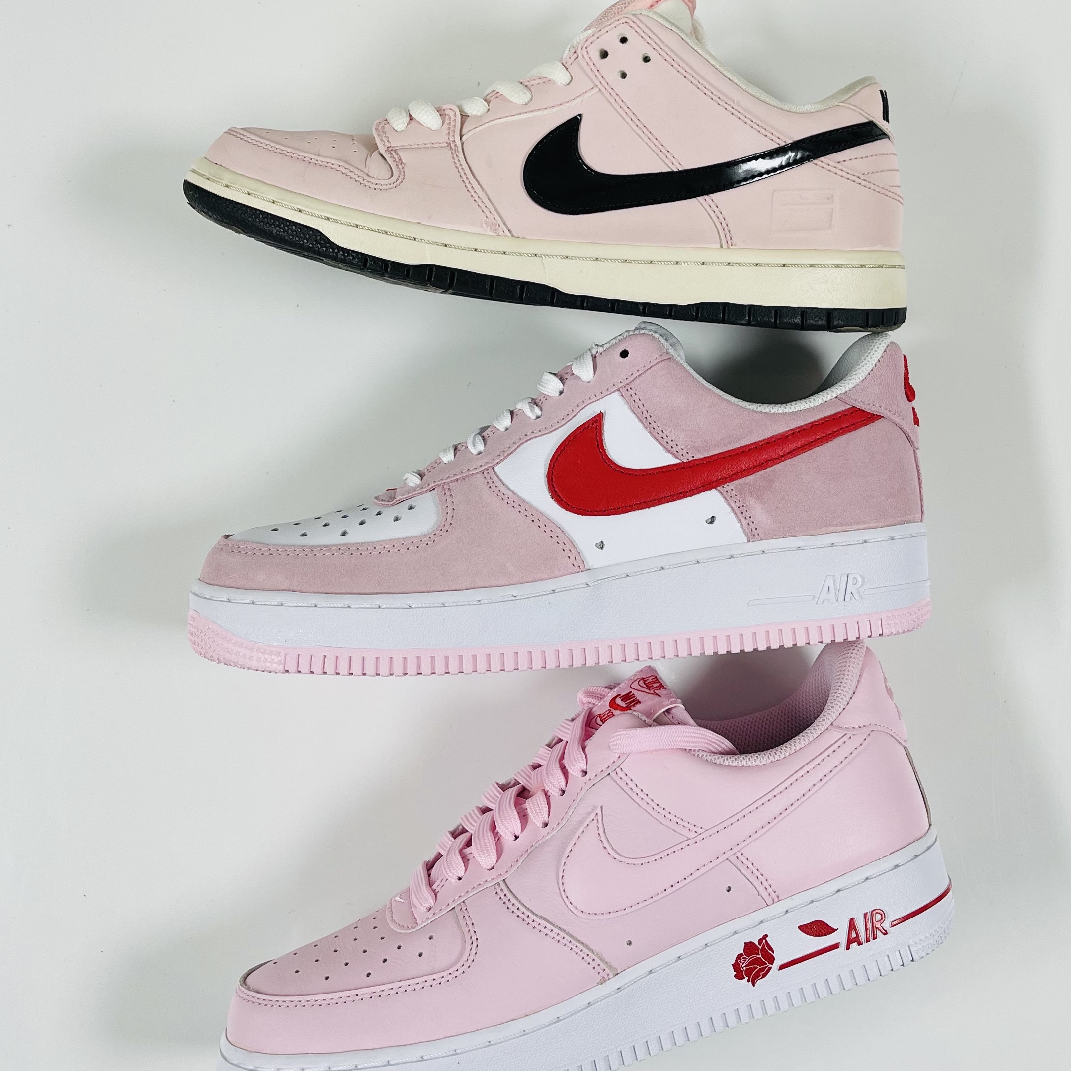 Nike Dunk SB Low Pink Box, Nike Air Force 1 '07 QS Valentine's Day 착용 스타일 - 2