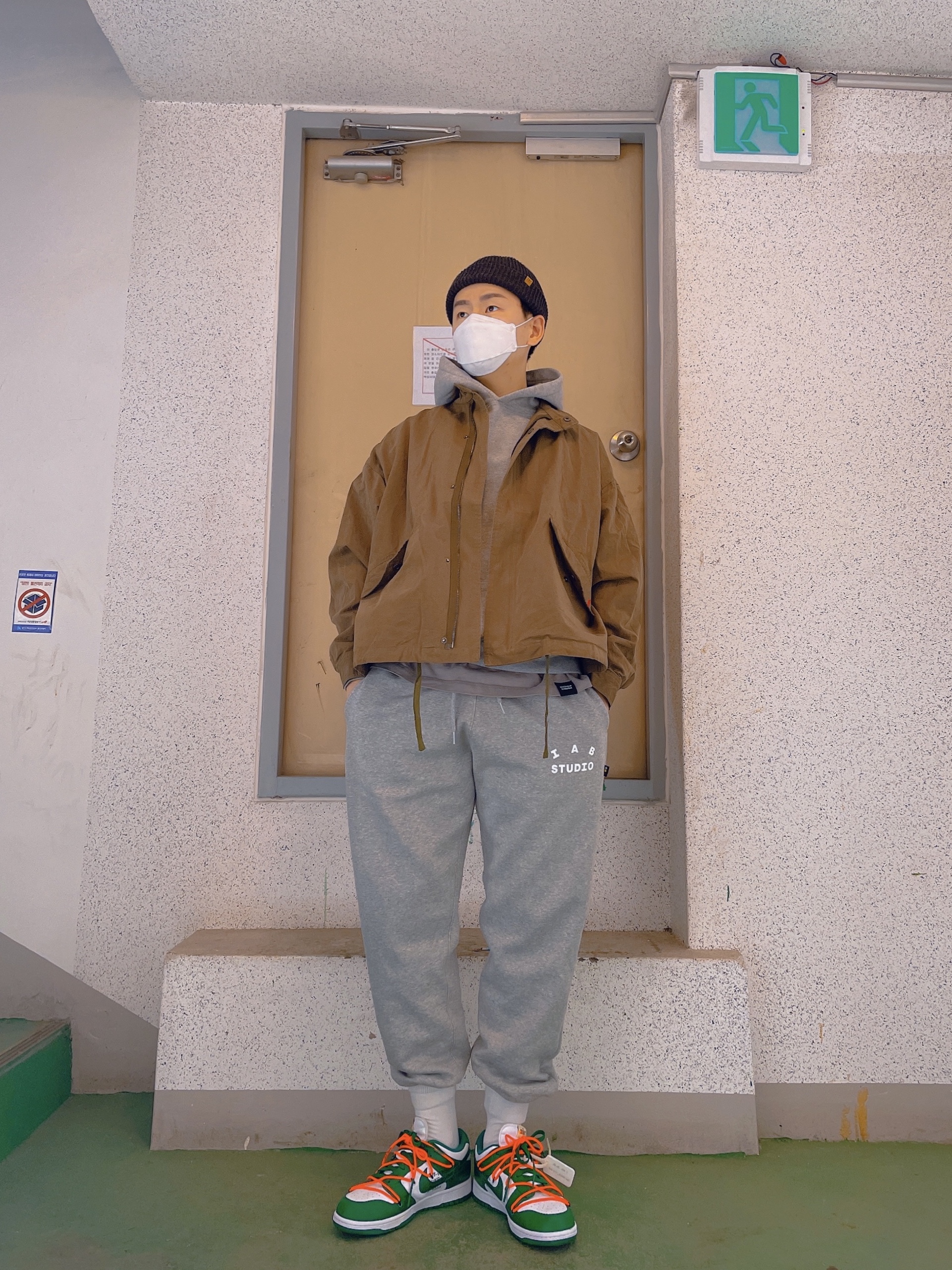 IAB Studio Hoodie Gray - 21SS, IAB Studio Sweatpants Gray - 21SS 착용 스타일