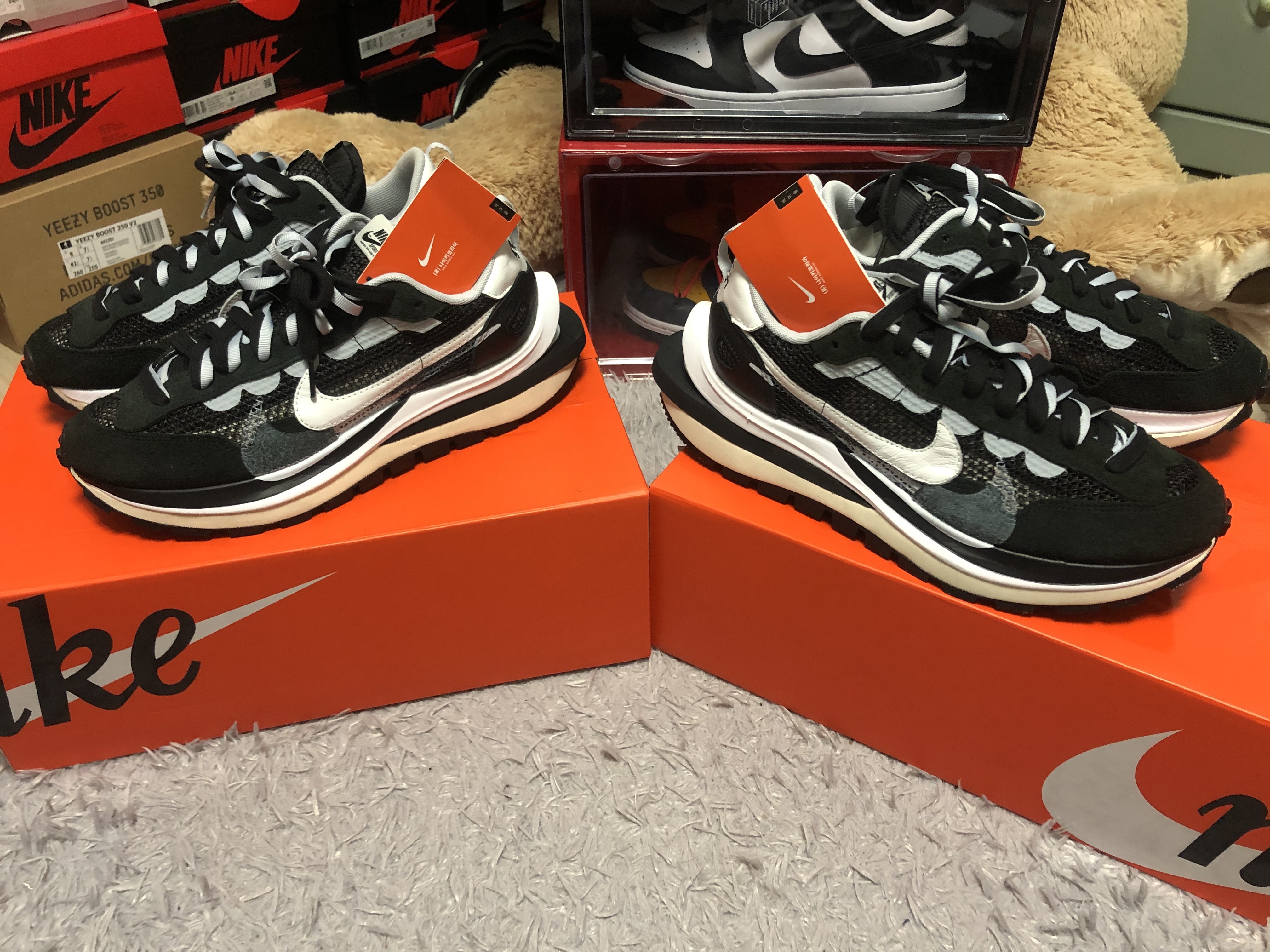 Nike x Sacai VaporWaffle Black White, Nike Dunk Low Retro Black 착용 스타일