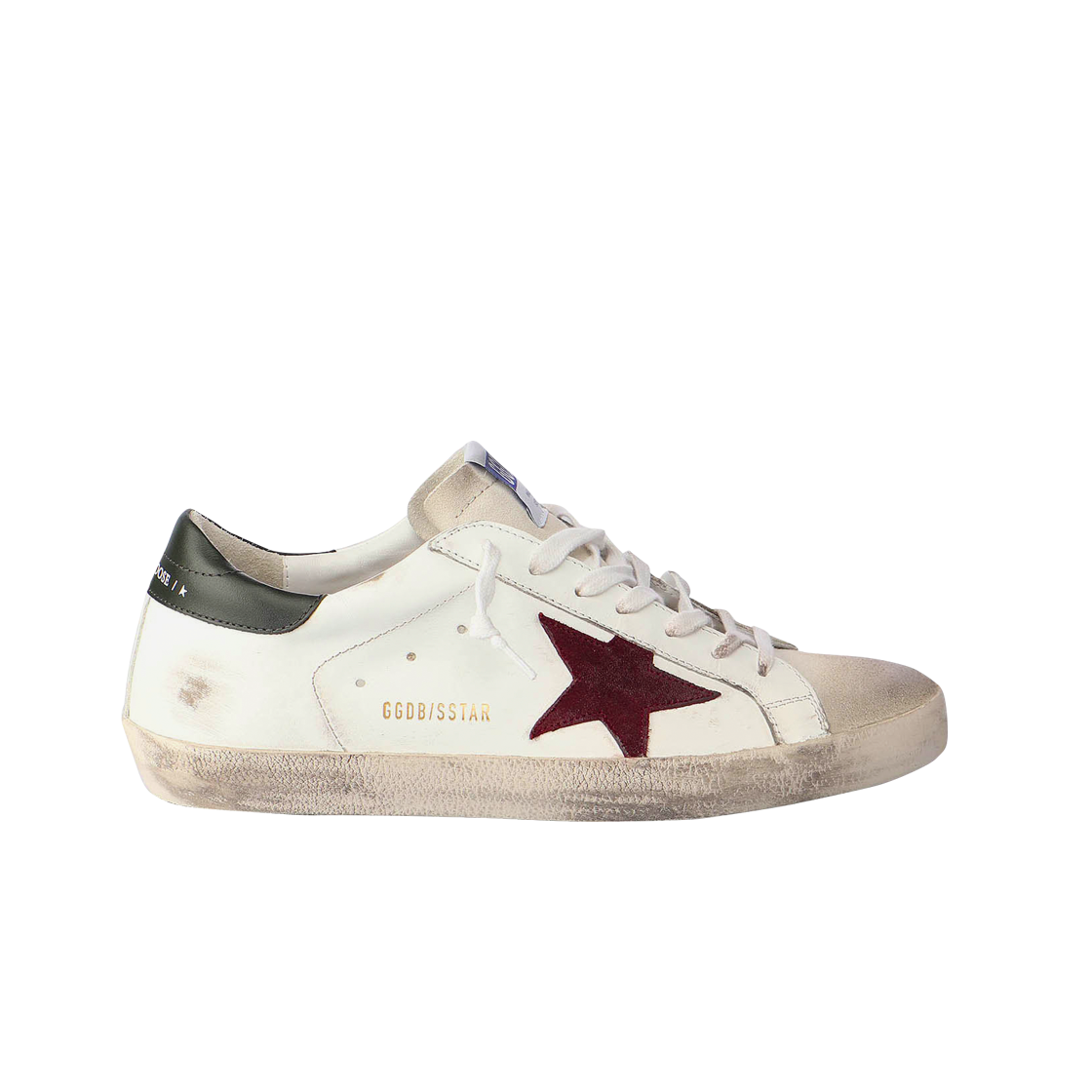 GMF00101-F000338-80303 Golden Goose Superstar White Sienna Army Green Heel Tab Sneakers