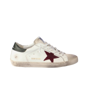 Golden Goose Superstar White Sienna Army Green Heel Tab Sneakers