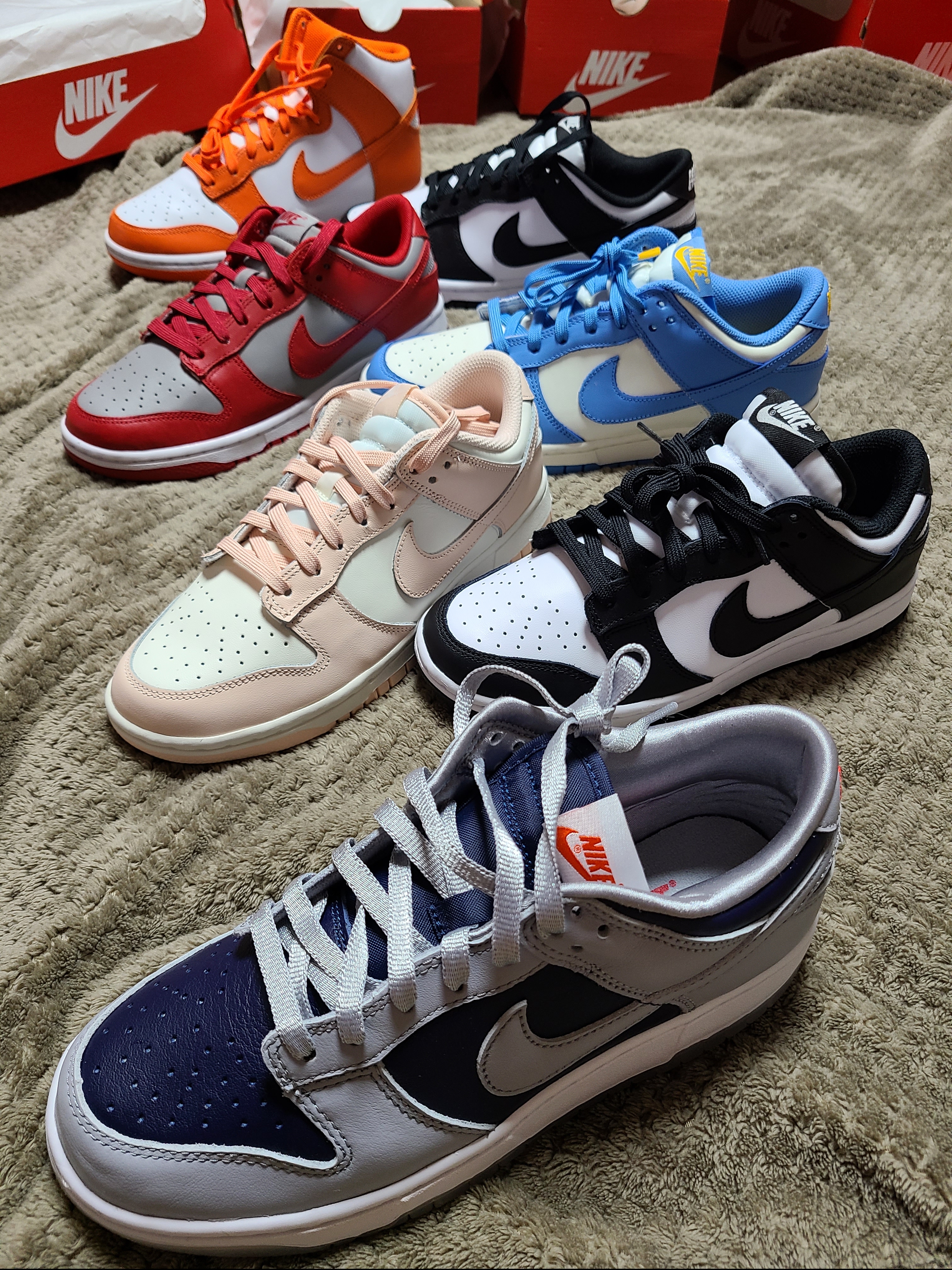 Nike Dunk High Retro Orange Blaze, Nike Dunk Low Retro Black 착용 스타일