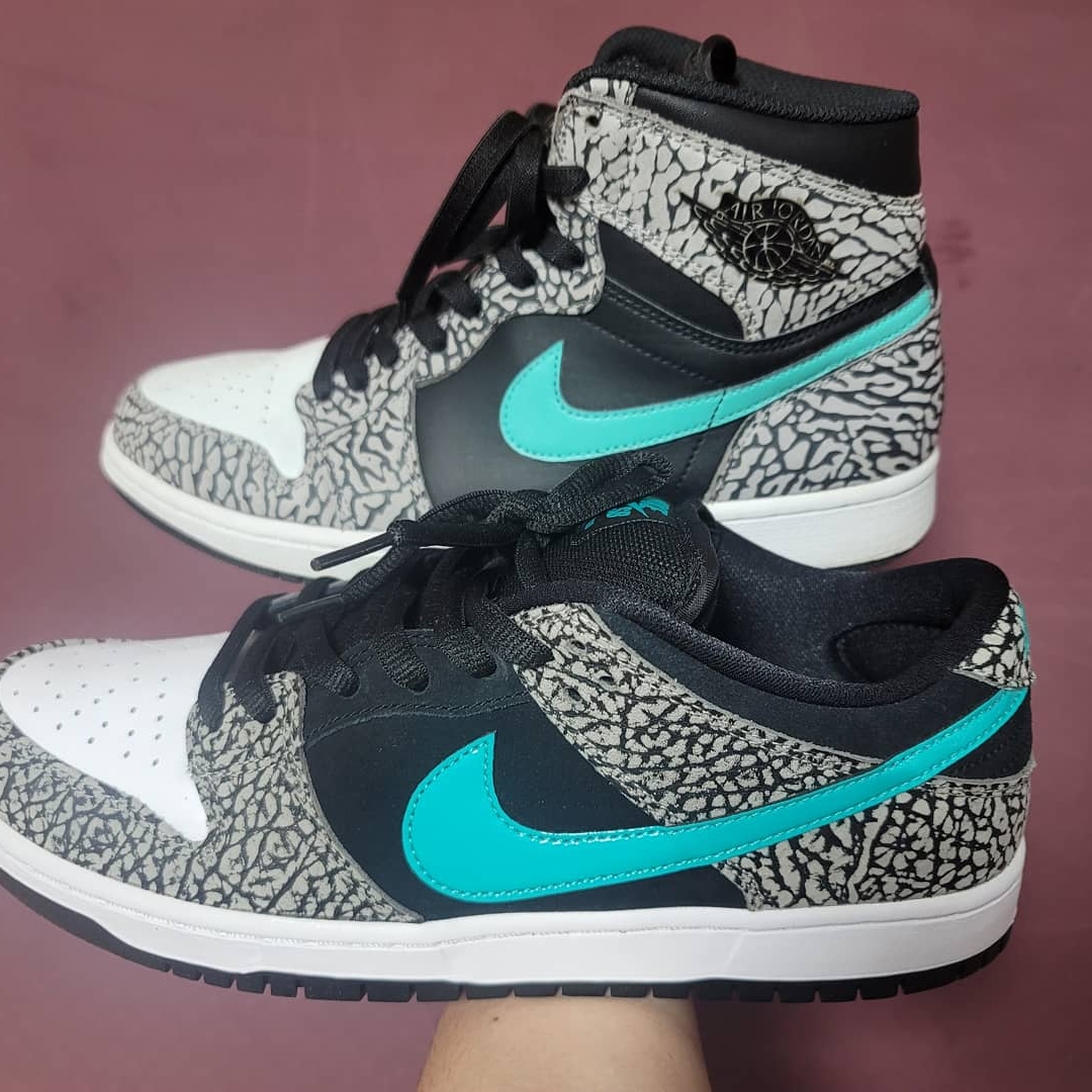 Jordan 1 Retro High Black Elephant Print, Nike SB Dunk Low Pro Clear Jade 착용 스타일