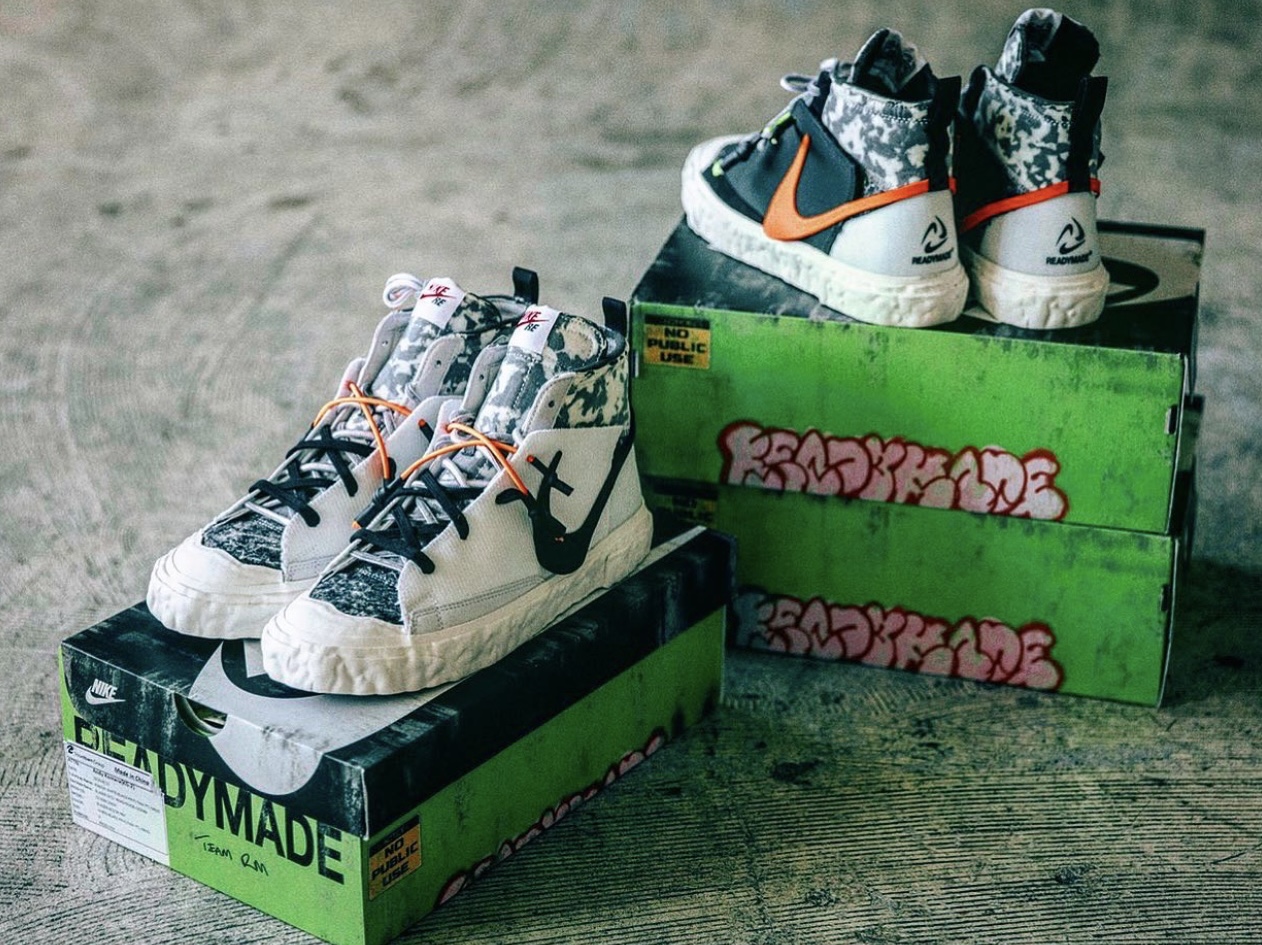 Nike x Readymade Blazer Mid Black, Nike x Readymade Blazer Mid White 착용 스타일 - 1