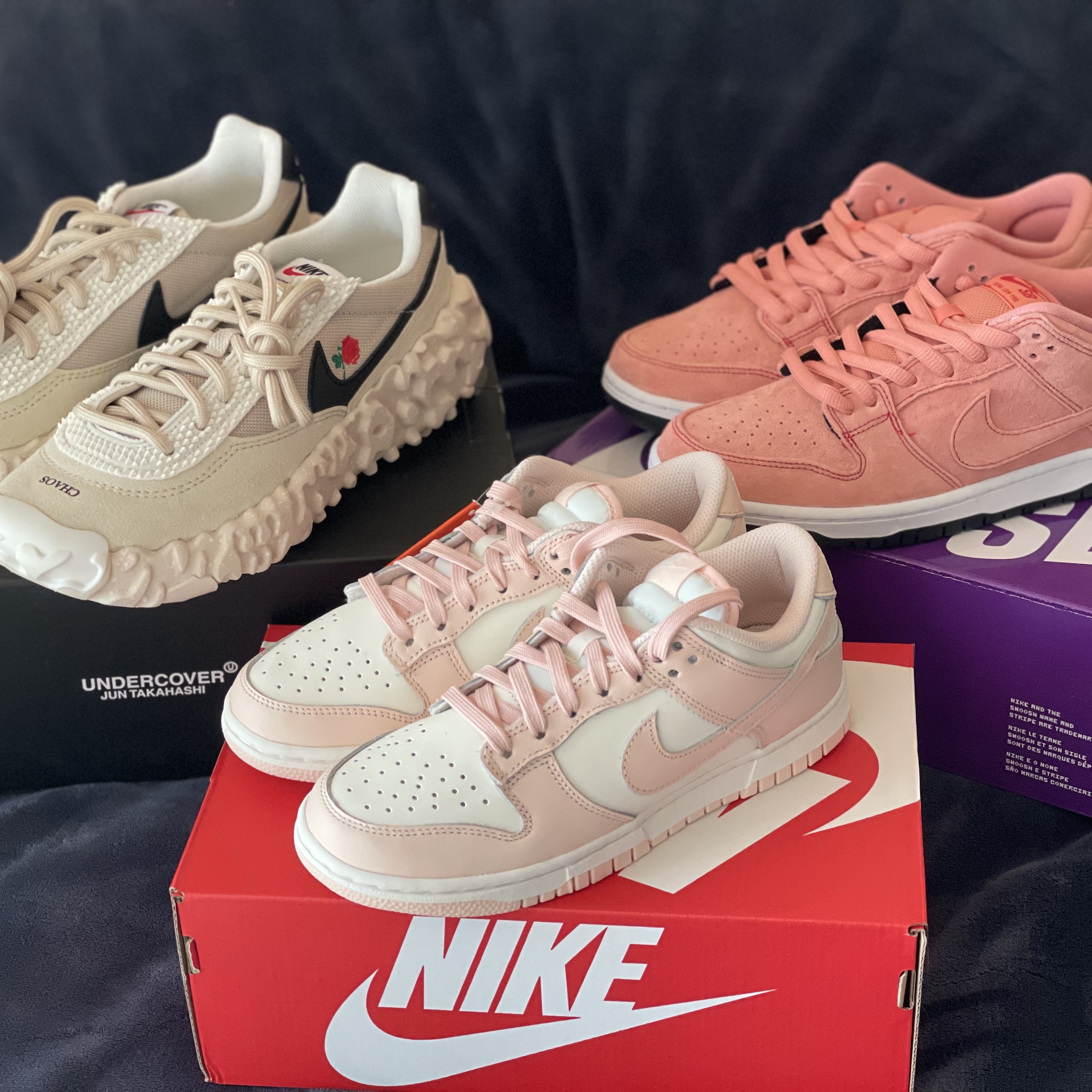 Nike x Undercover Overbreak SP Overcast, Nike SB Dunk Low Pro Pink Pig 착용 스타일