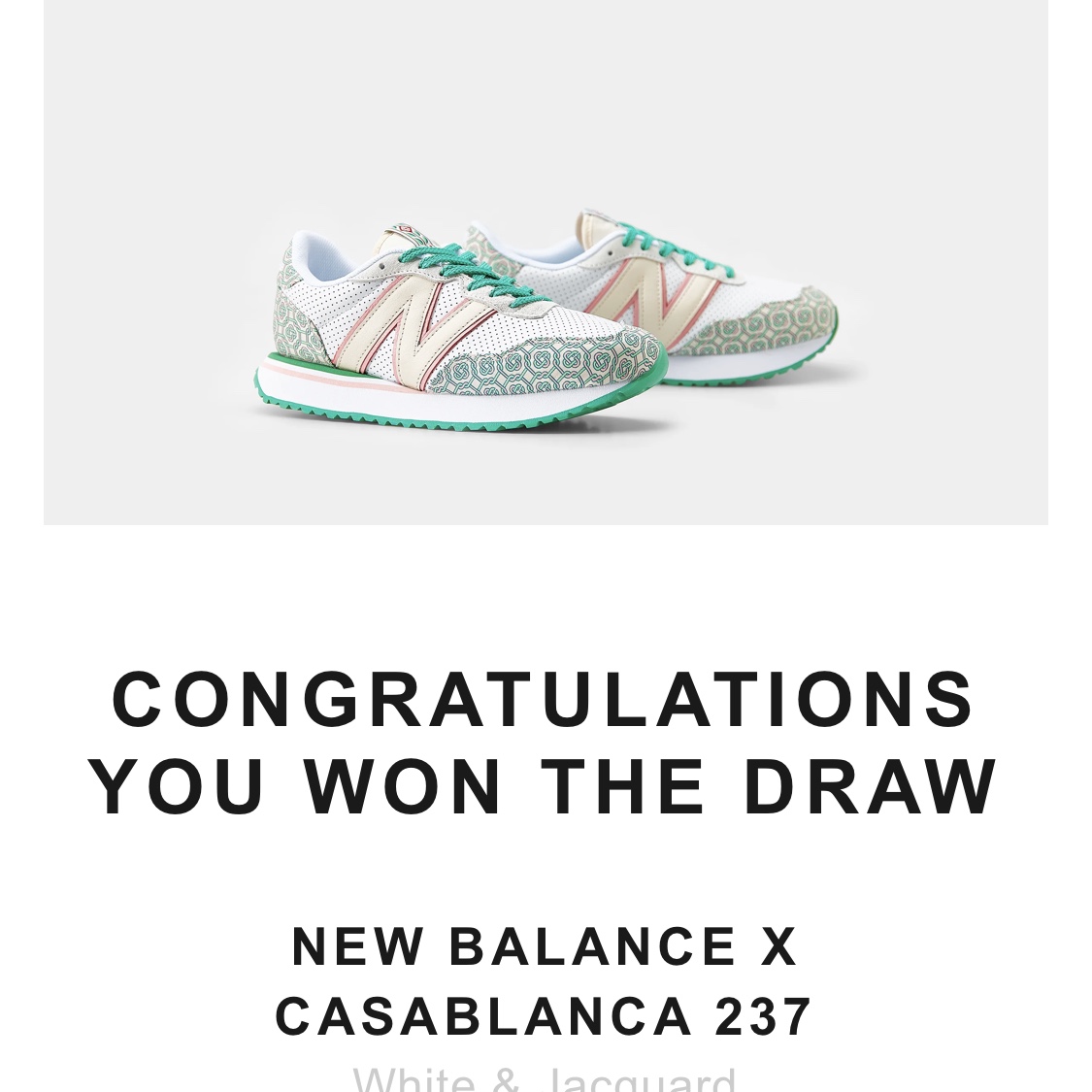 New Balance x Casablanca 237 Idealist Monogram White Green 착용 스타일