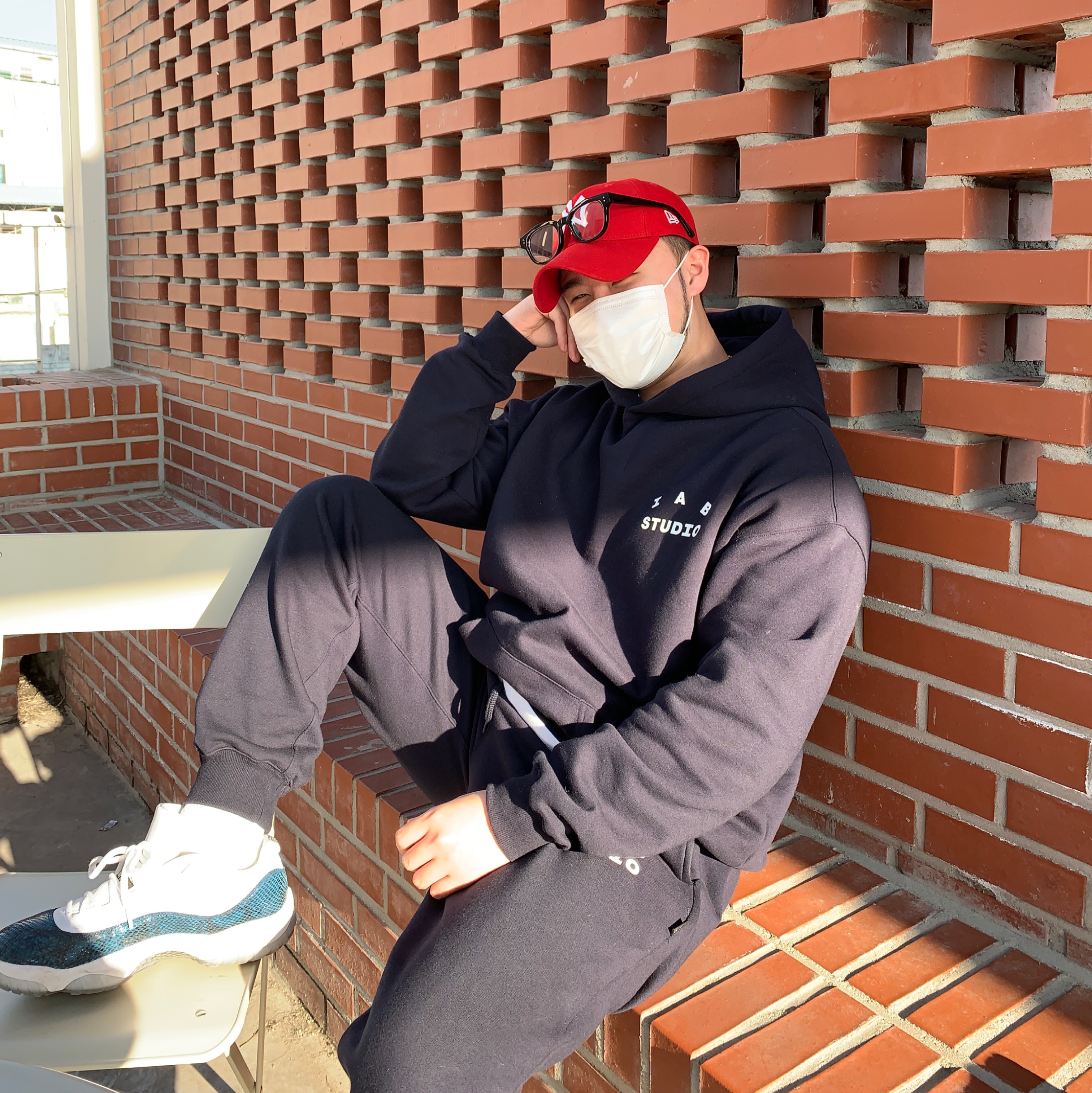 IAB Studio Hoodie Navy - 21SS, IAB Studio Sweatpants Navy - 21SS 착용 스타일