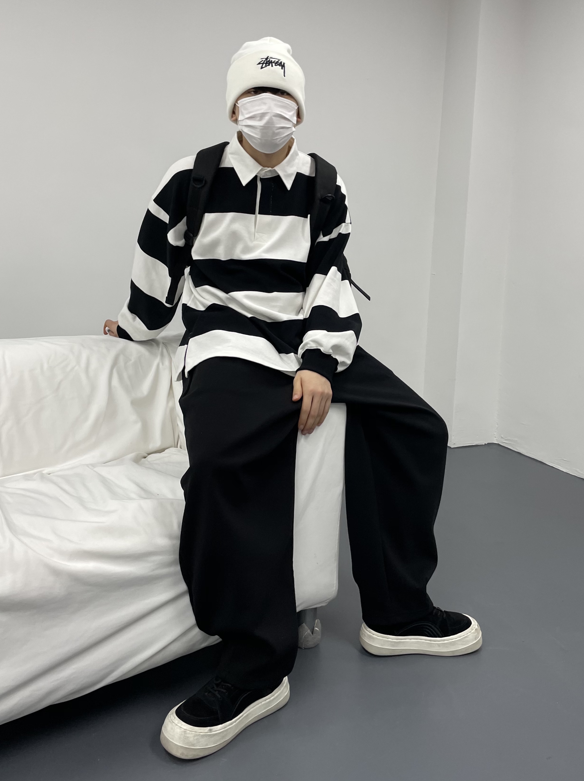 Nike x Stussy Cuff Beanie White 착용 스타일