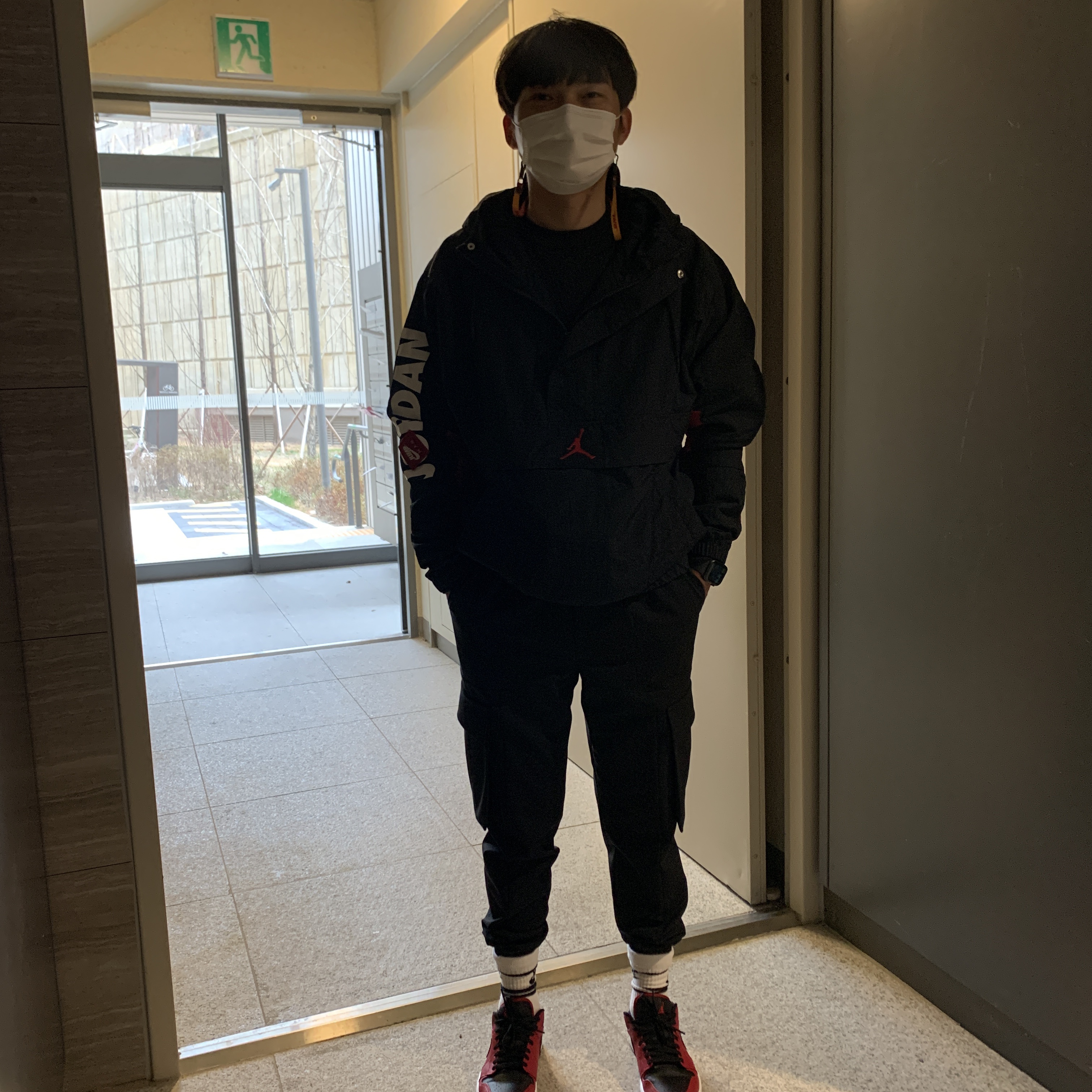 Jordan 1 Low Gym Red Black, Nike M NRG Fleece Hoodie Black 착용 스타일