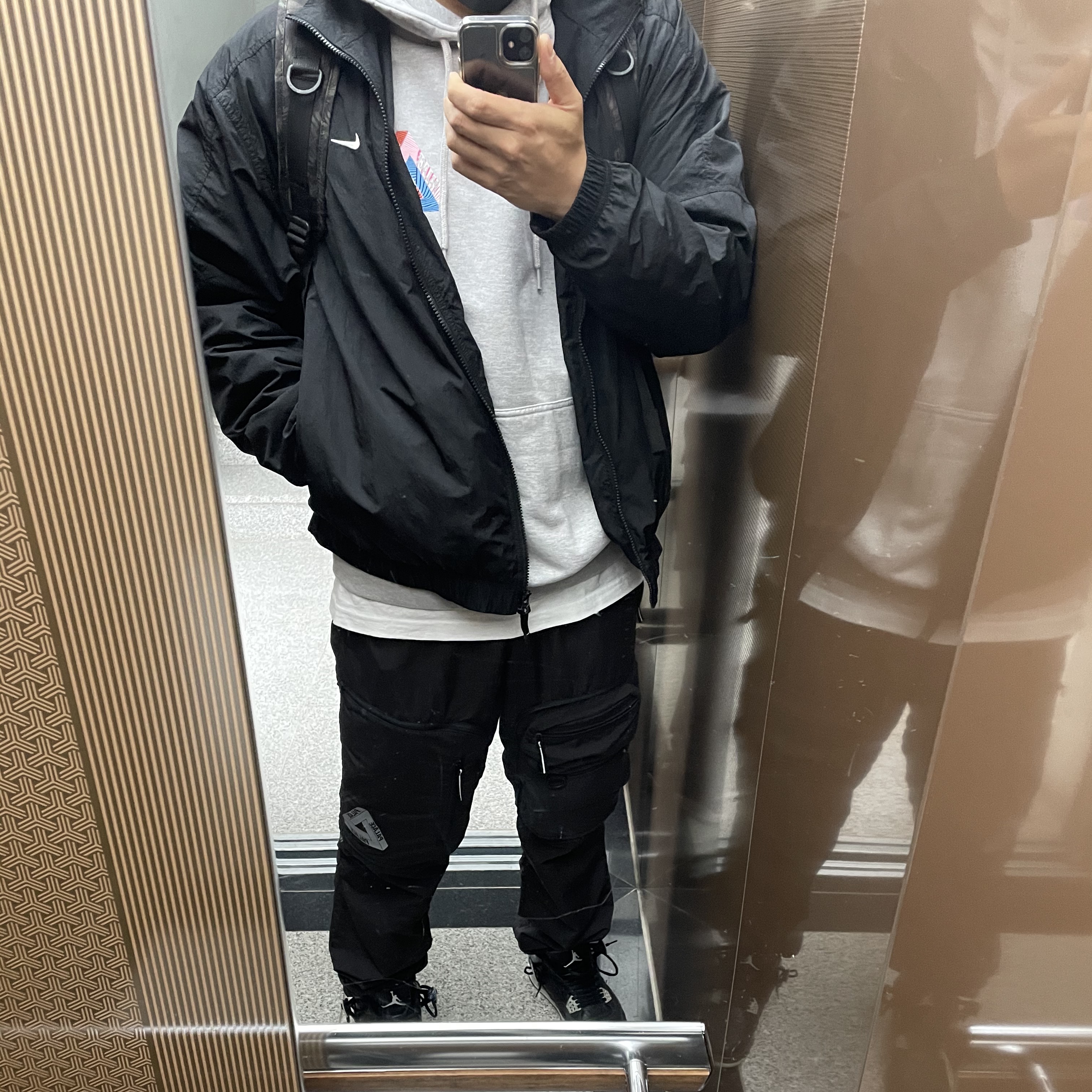 Palace Mix Up Hood Grey Marl - 21SS, Palace Travel Cargos Black - 21SS 착용 스타일