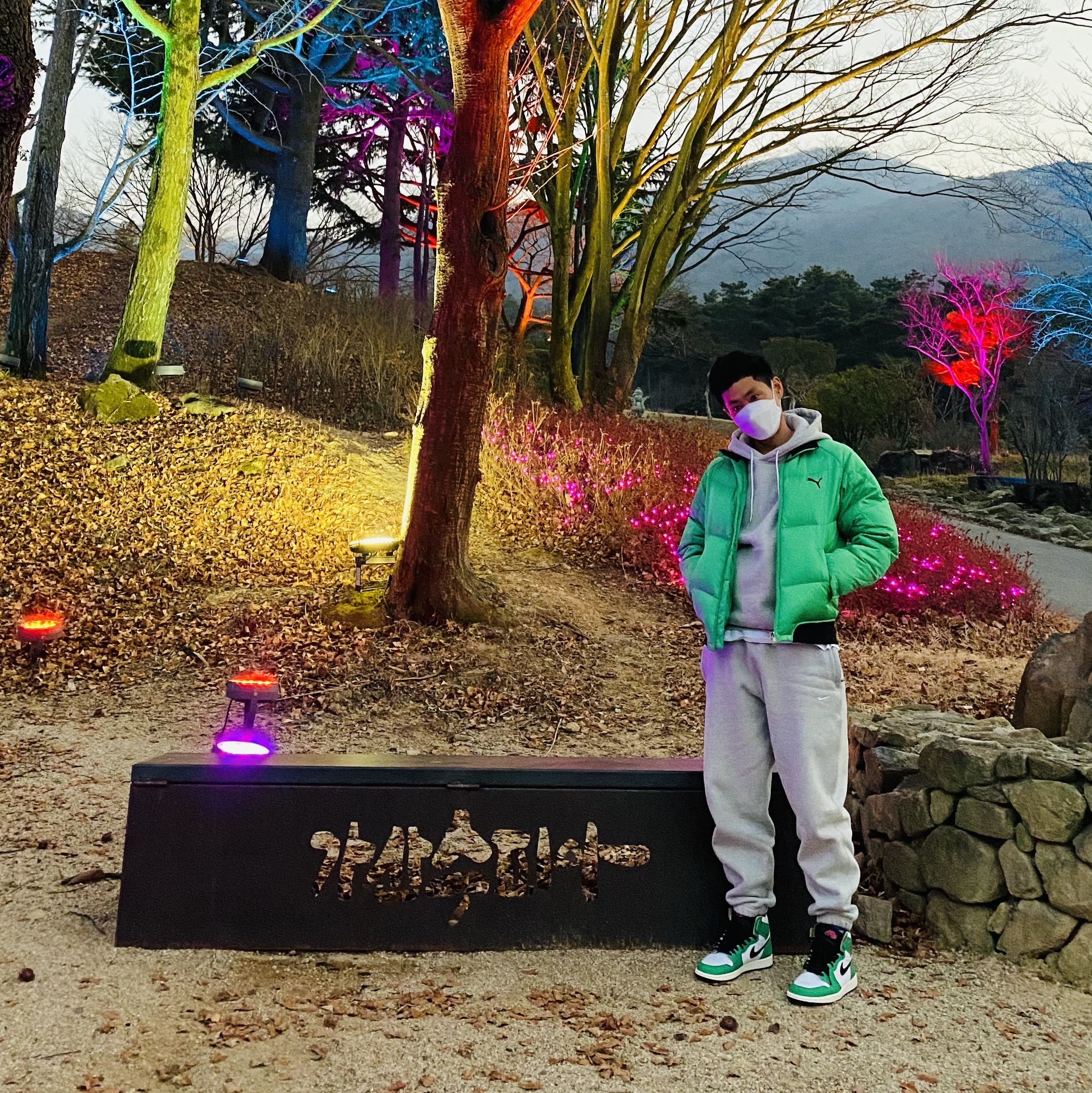 (W) Jordan 1 Retro High OG Lucky Green, Nike NRG Solo Swoosh Fleece Pants Dark Grey Heather - US/EU 착용 스타일