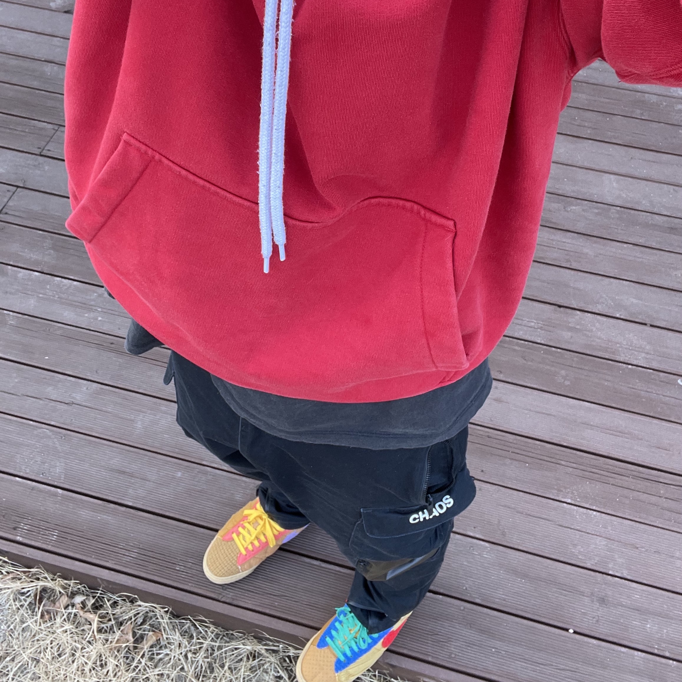 Nike M NRG Hoodie Red 착용 스타일 - 2