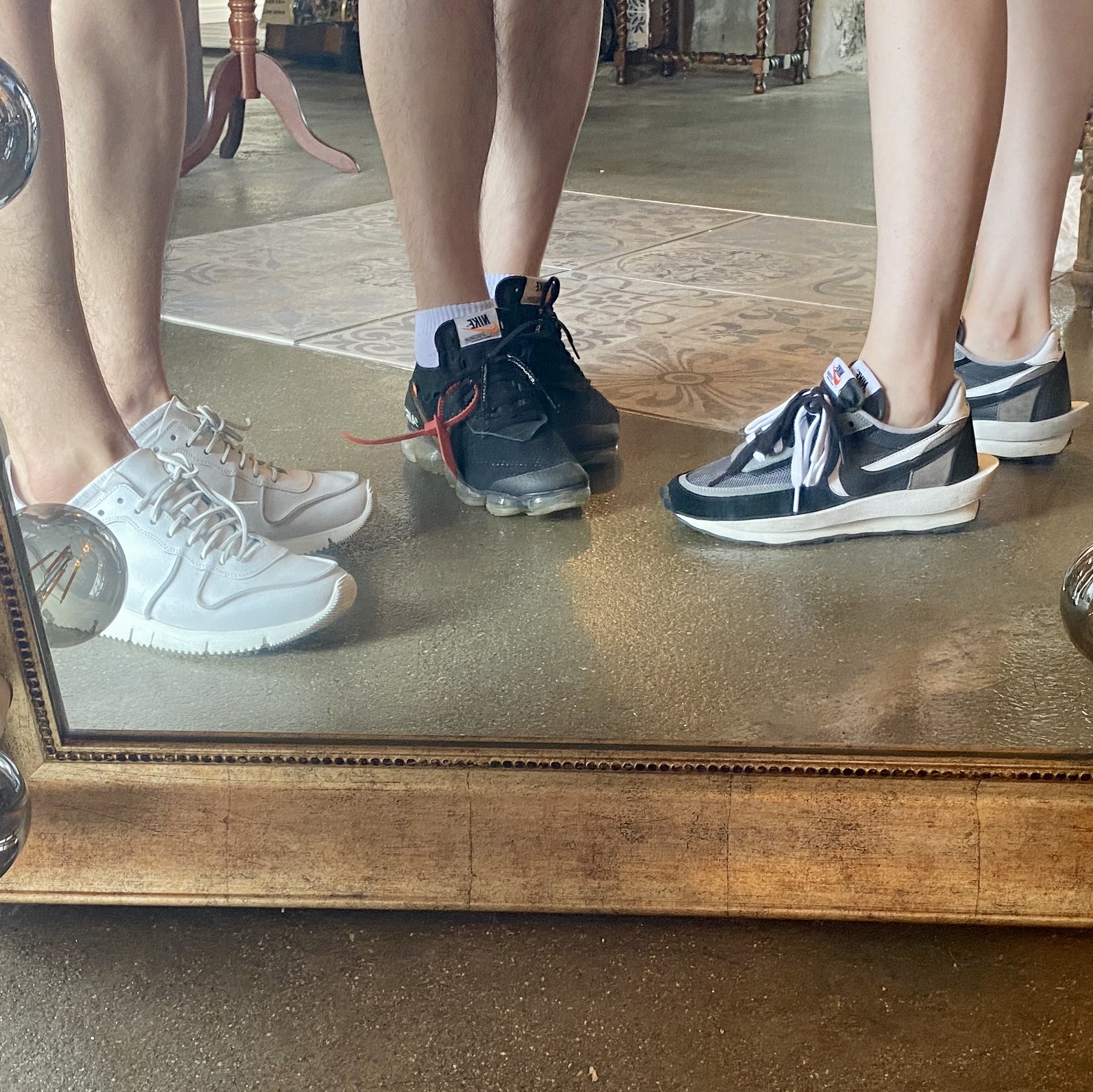 Nike x Sacai LDWaffle Black, Nike x Off-White Air VaporMax V2 Black 착용 스타일