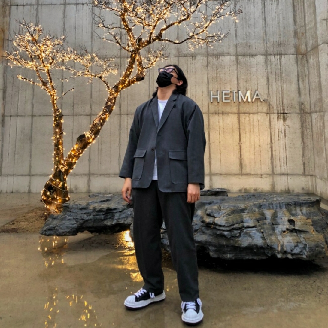 Maison Mihara Yasuhiro Blakey OG Sole Canvas Low-top Sneakers Black 착용 스타일