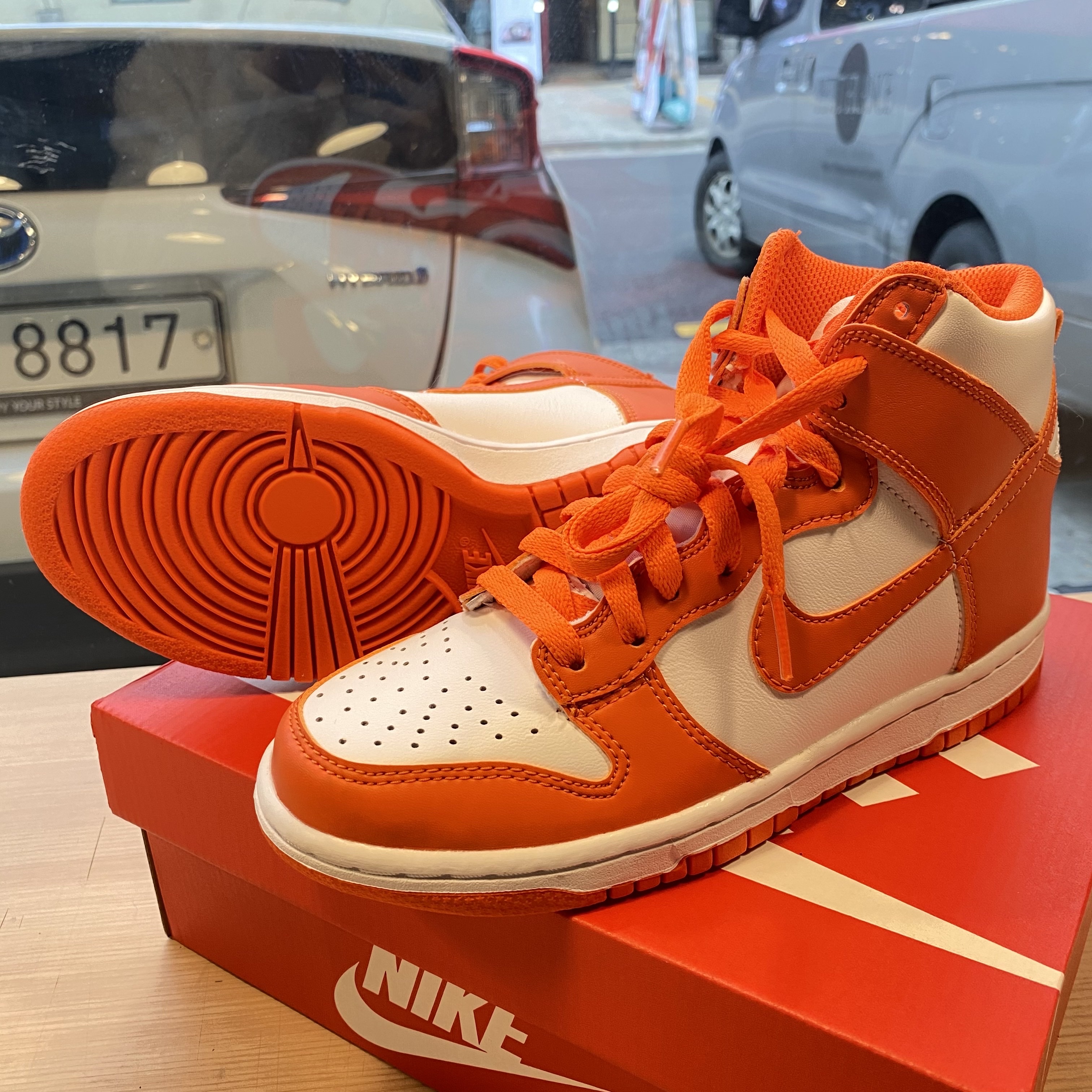 (GS) Nike Dunk High Orange Blaze, Nike Dunk High Retro Orange Blaze 착용 스타일