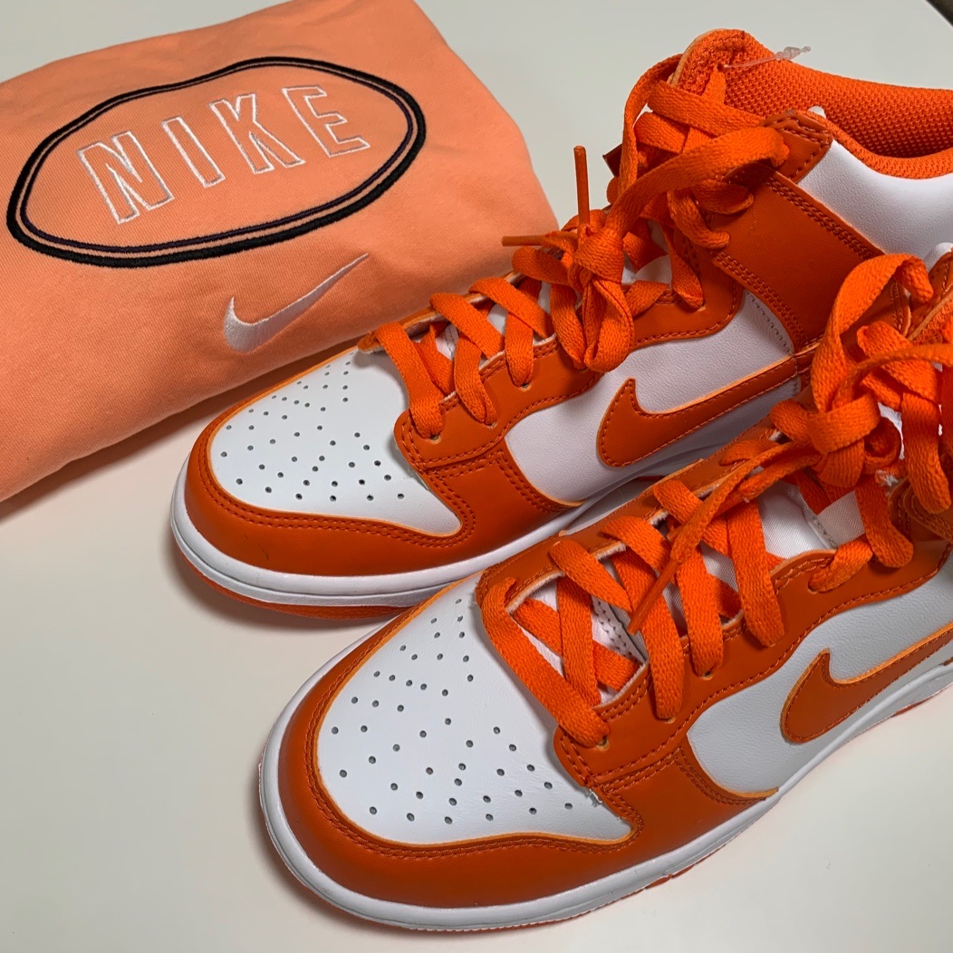 (GS) Nike Dunk High Orange Blaze 착용 스타일