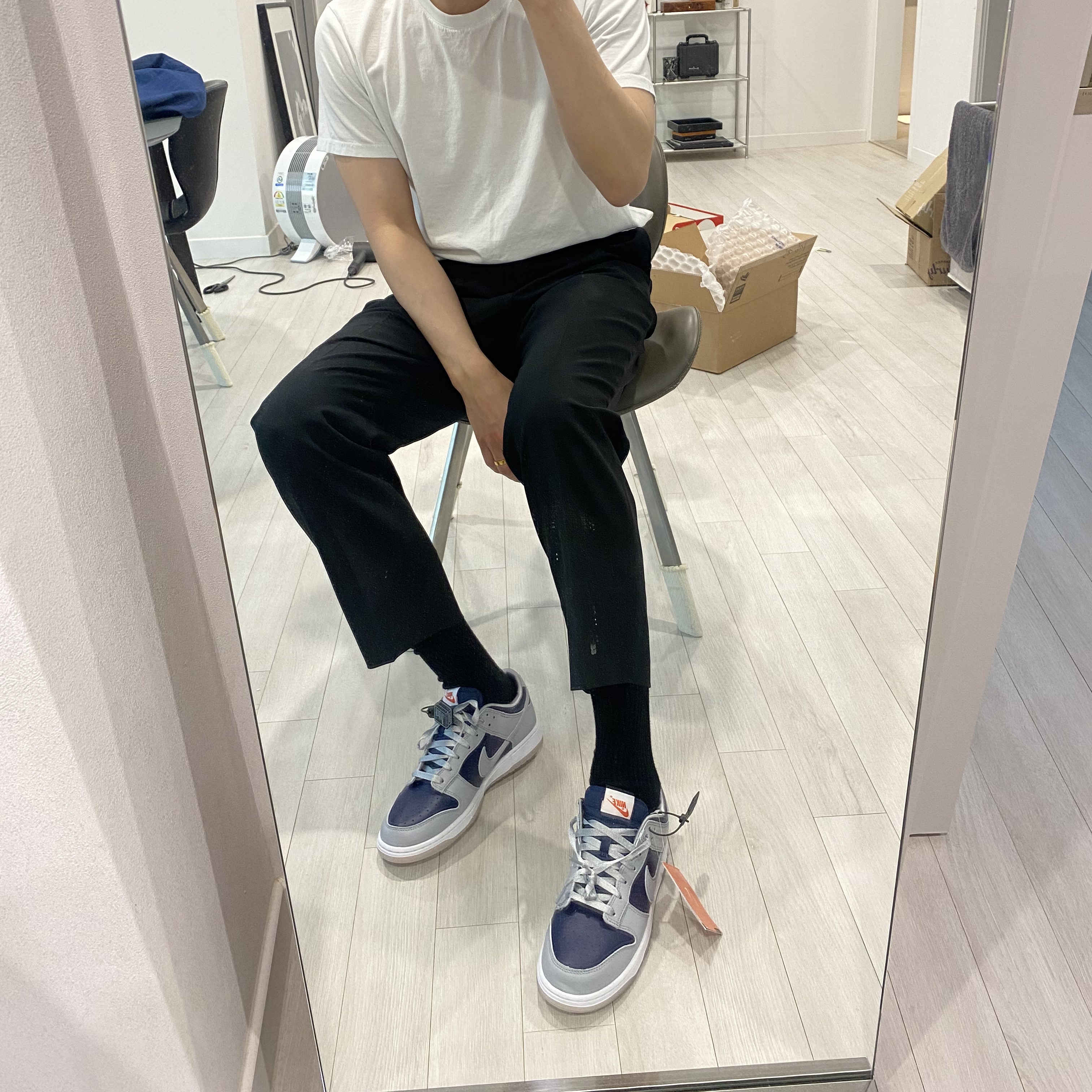 (W) Nike Dunk Low SP College Navy 착용 스타일 - 1