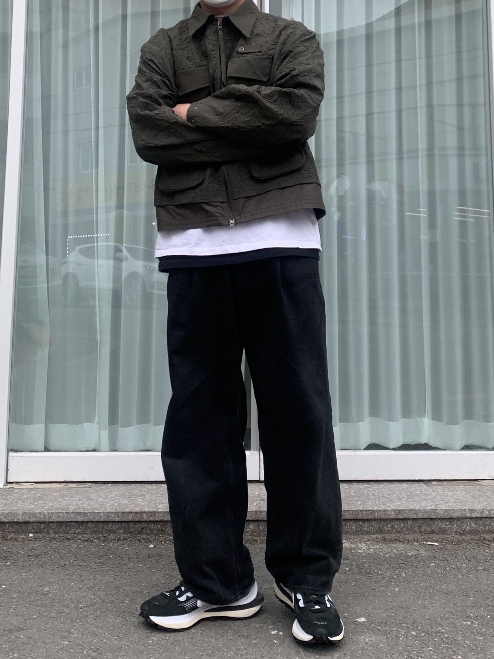 Nike x Sacai VaporWaffle Black White 착용 스타일