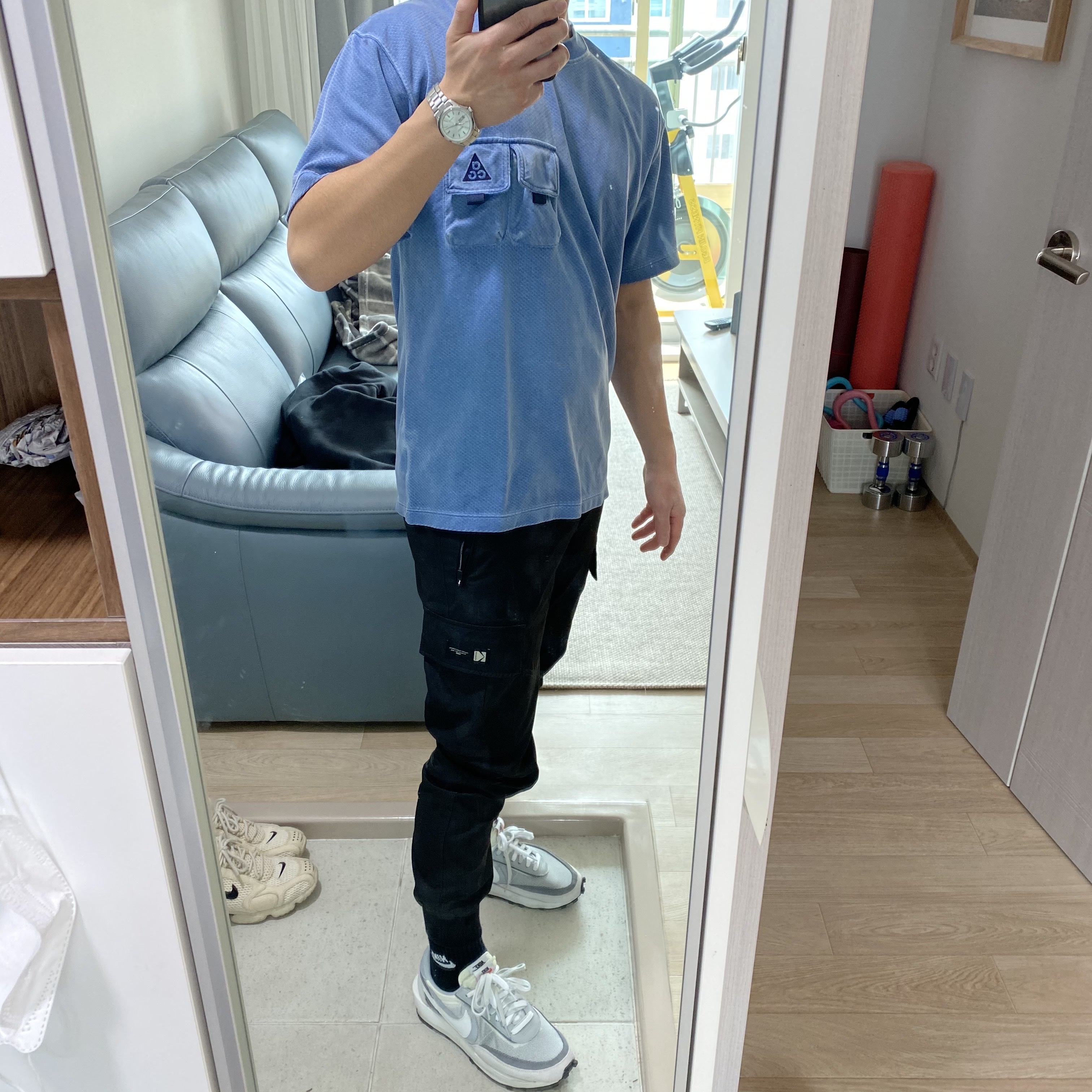 Nike x Sacai LDWaffle Summit White 착용 스타일