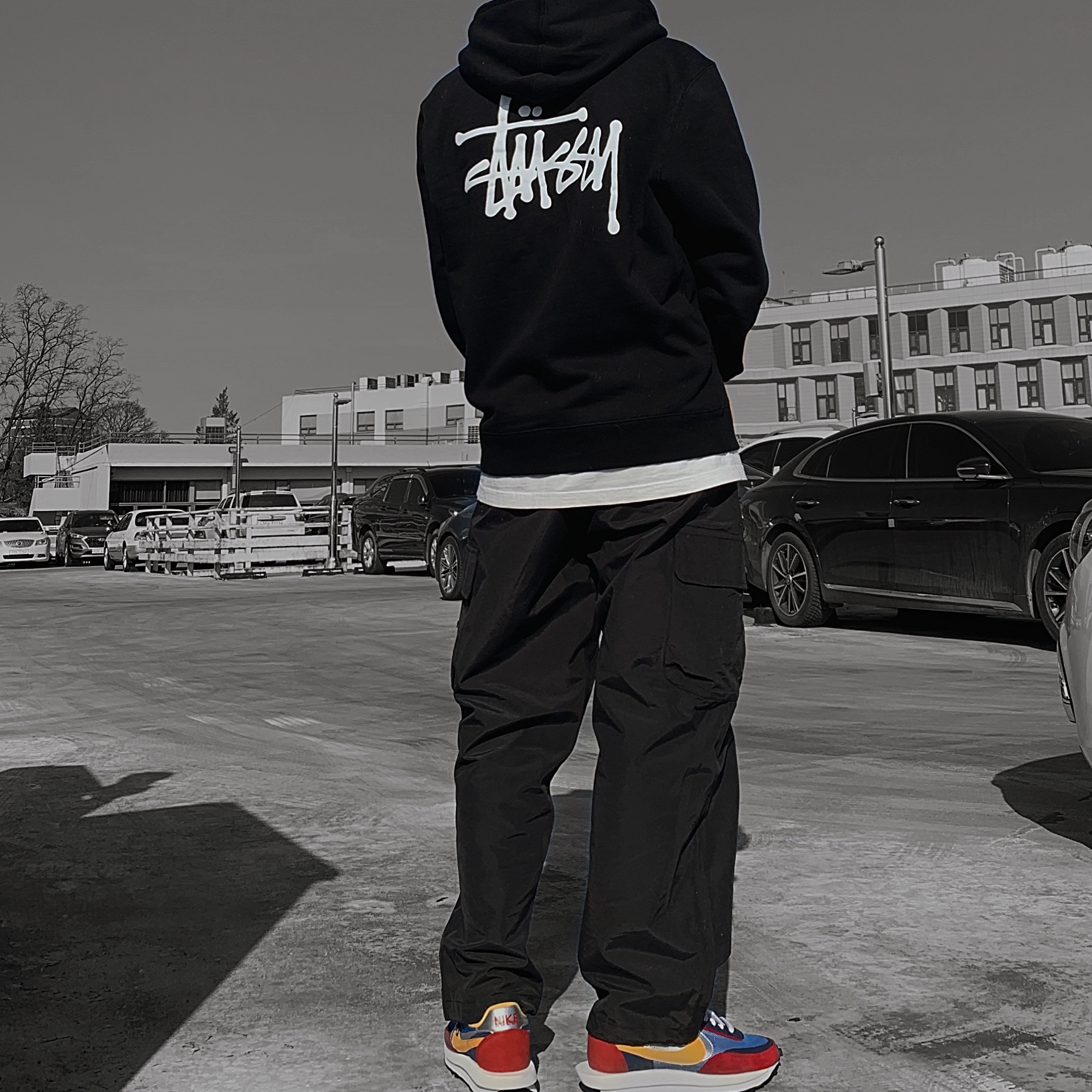 Nike x Sacai LDWaffle Blue Multi 착용 스타일