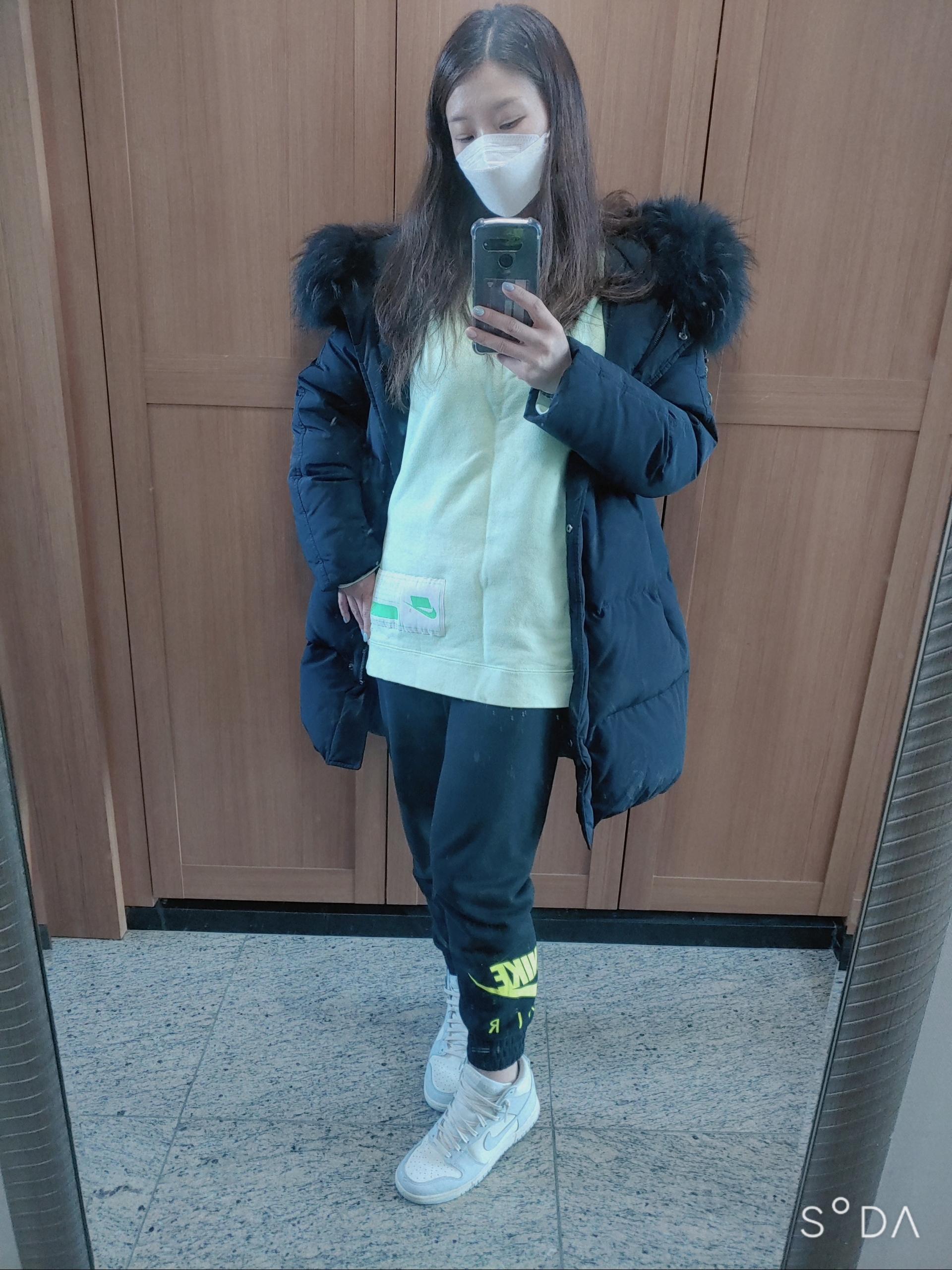 (W) Nike Dunk High Football Grey 착용 스타일