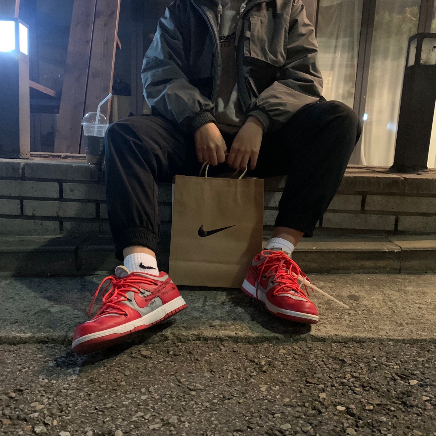 Nike x Off-White Dunk Low University Red 착용 스타일