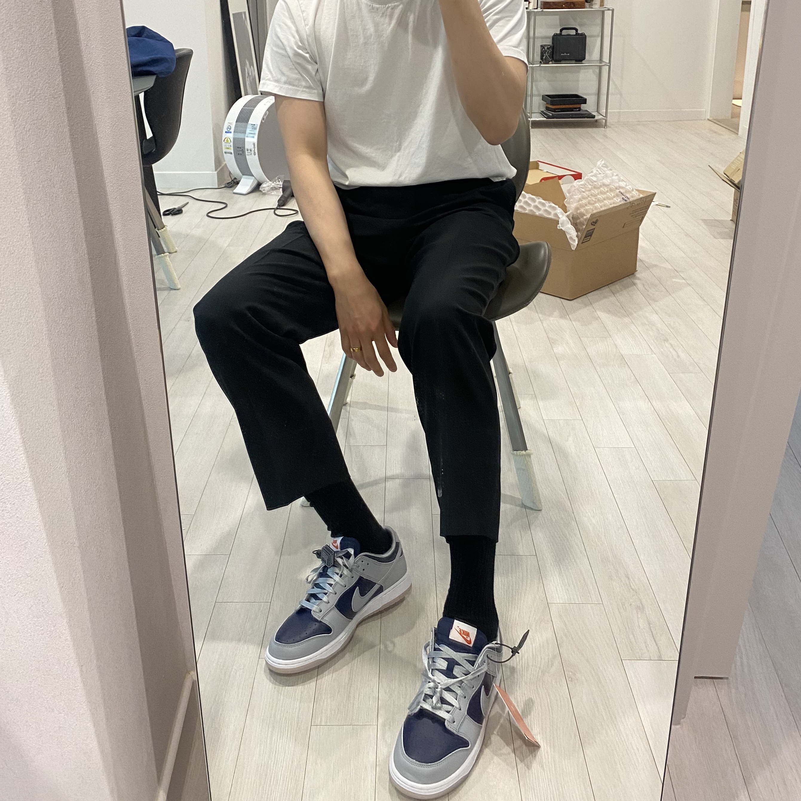 (W) Nike Dunk Low SP College Navy 착용 스타일 - 3