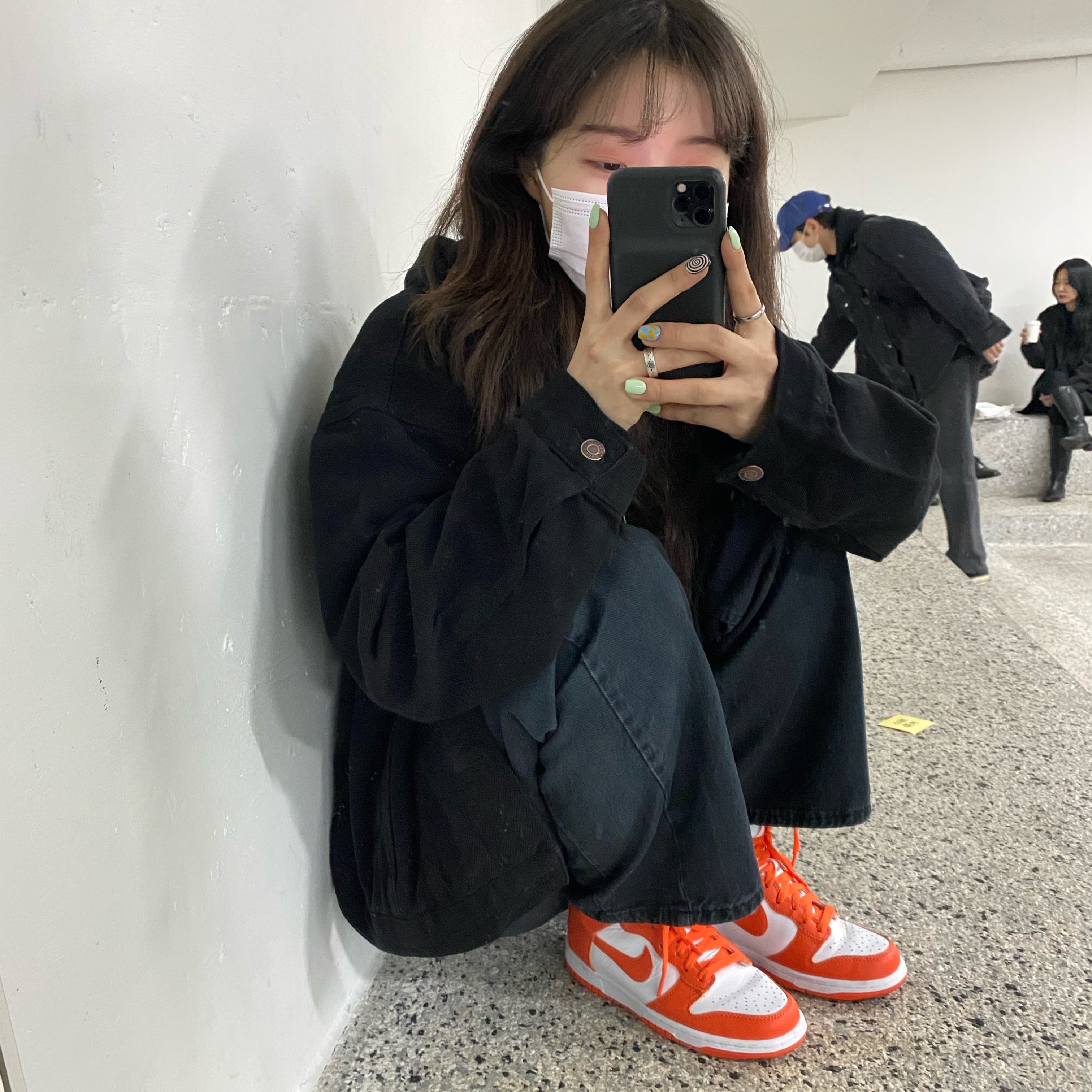 (GS) Nike Dunk High Orange Blaze 착용 스타일 - 2