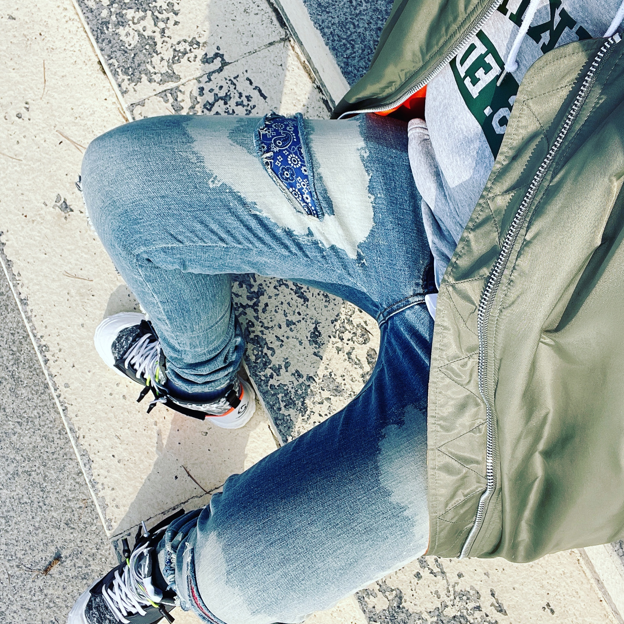 Nike x Readymade Blazer Mid Black, Stussy x CDG MA-1 Jacket Olive 착용 스타일