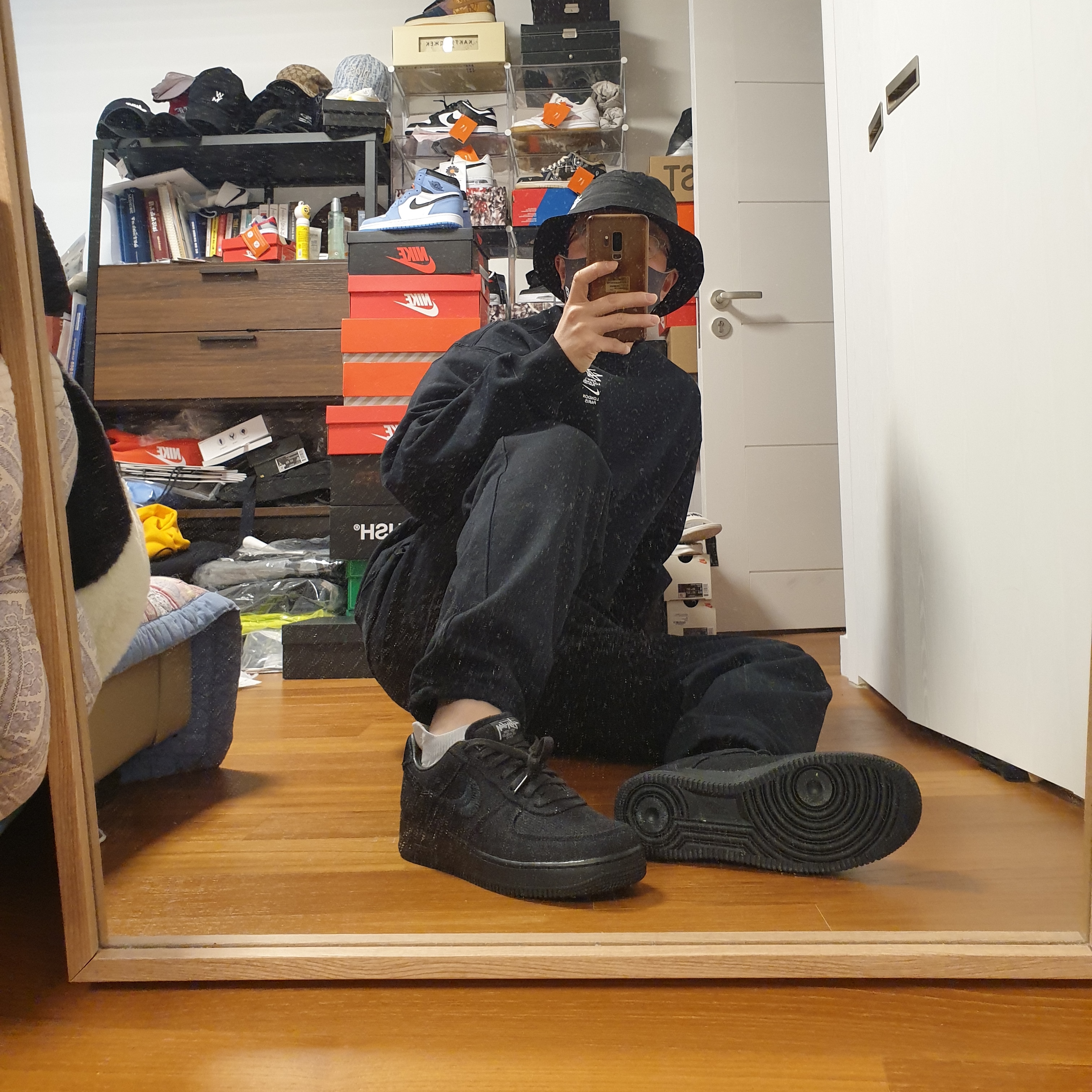 Nike x Stussy NRG ZR Fleece Crewneck Black - US/EU, Nike x Stussy NRG ZR Fleece Pants Black - US/EU 착용 스타일 - 3