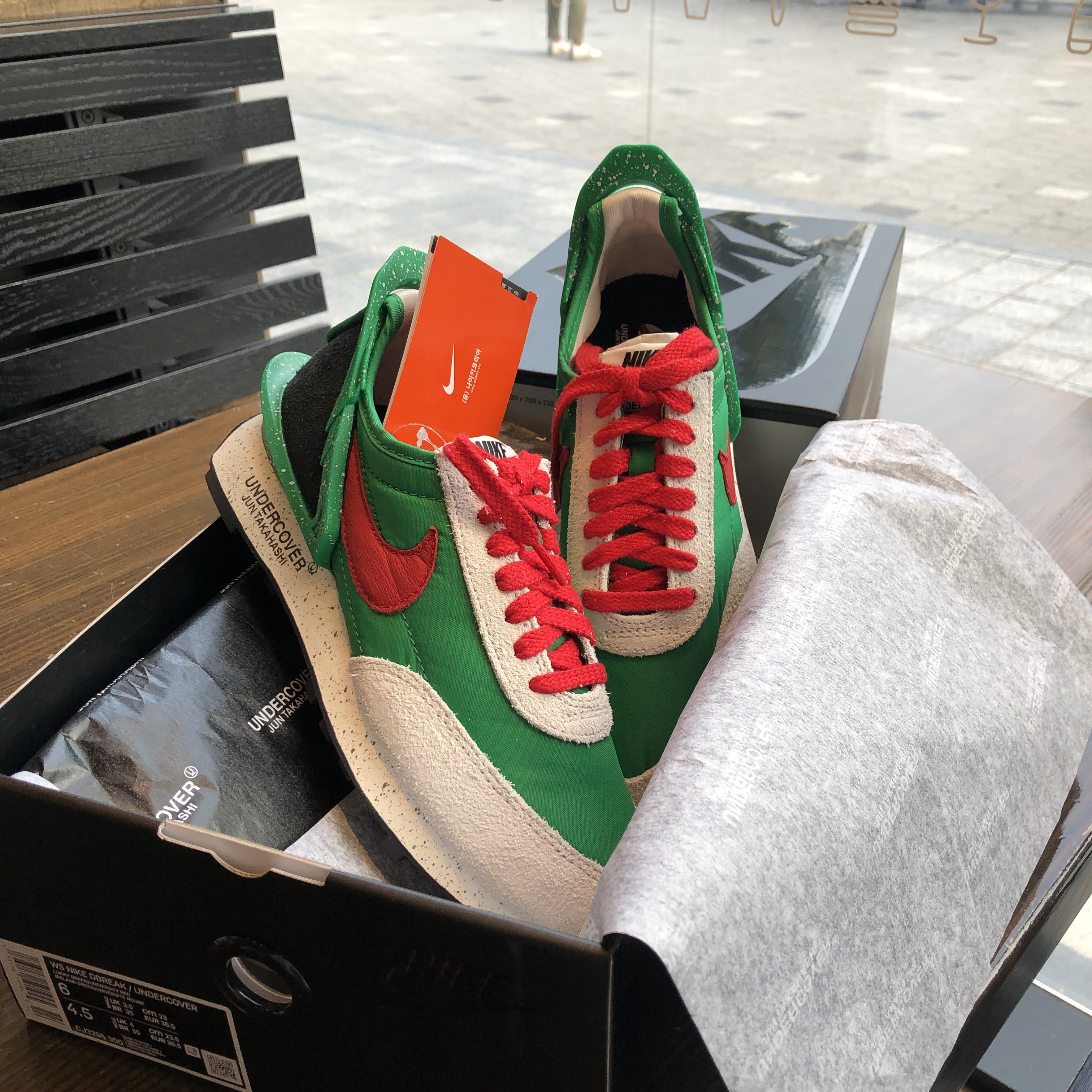 (W) Nike x Undercover Daybreak Lucky Green Red 착용 스타일