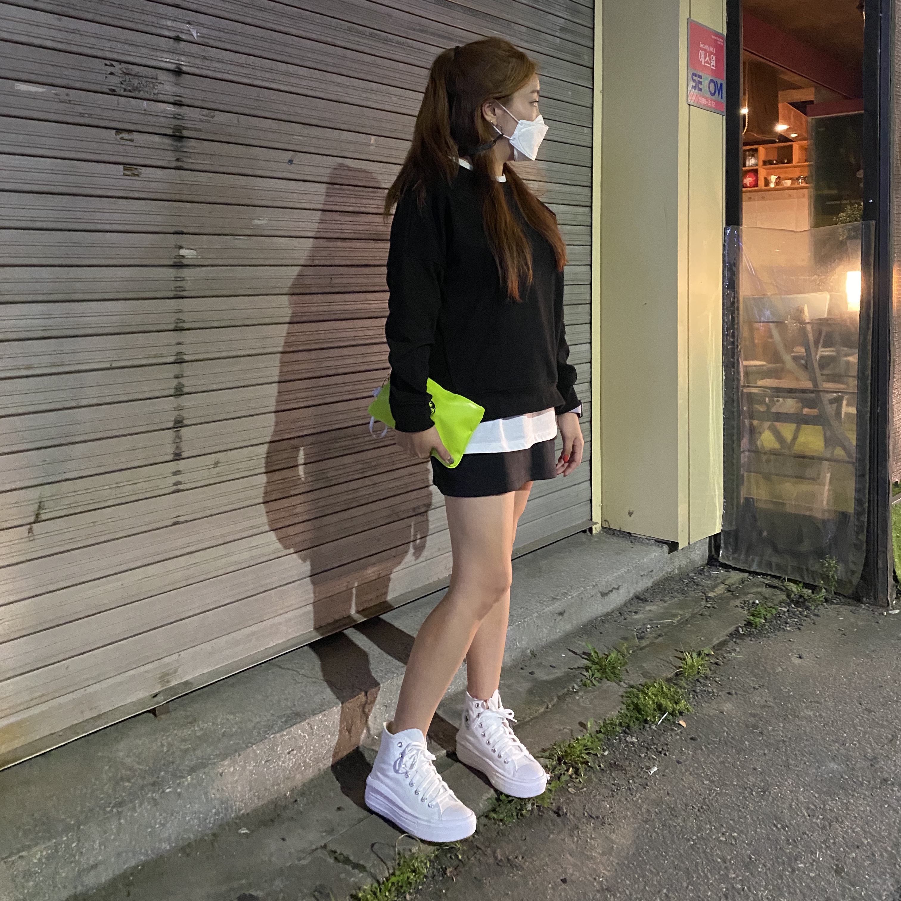 (W) Converse Chuck Taylor All Star Move High White 착용 스타일