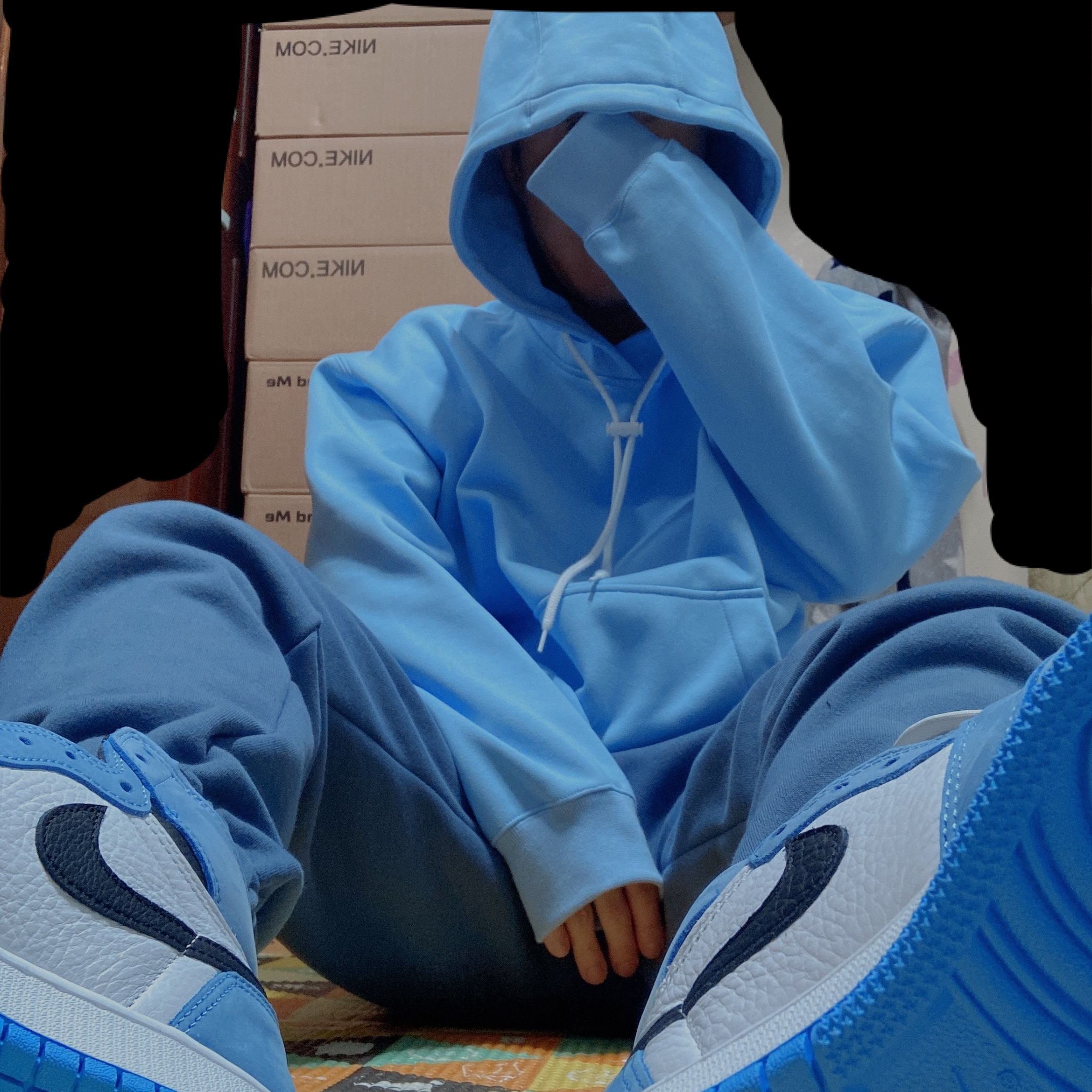 (GS) Jordan 1 Retro High OG University Blue, Jordan 1 Retro High OG University Blue 착용 스타일 - 1